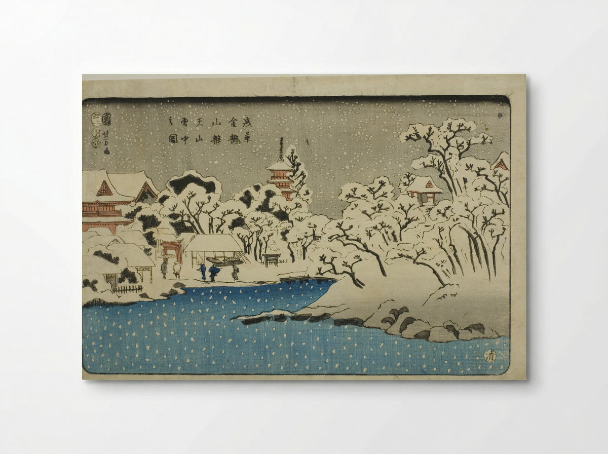 Snow on Benten Hill at Kinryuzan Temple in Asakusa - Utagawa Kuniyoshi - Poster