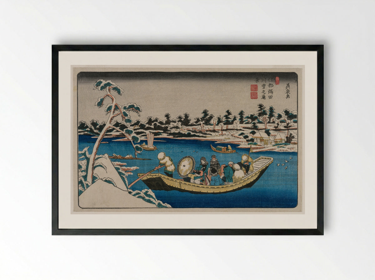 Snow on the Sumida River - Keisai Eisen - Framed Print Black