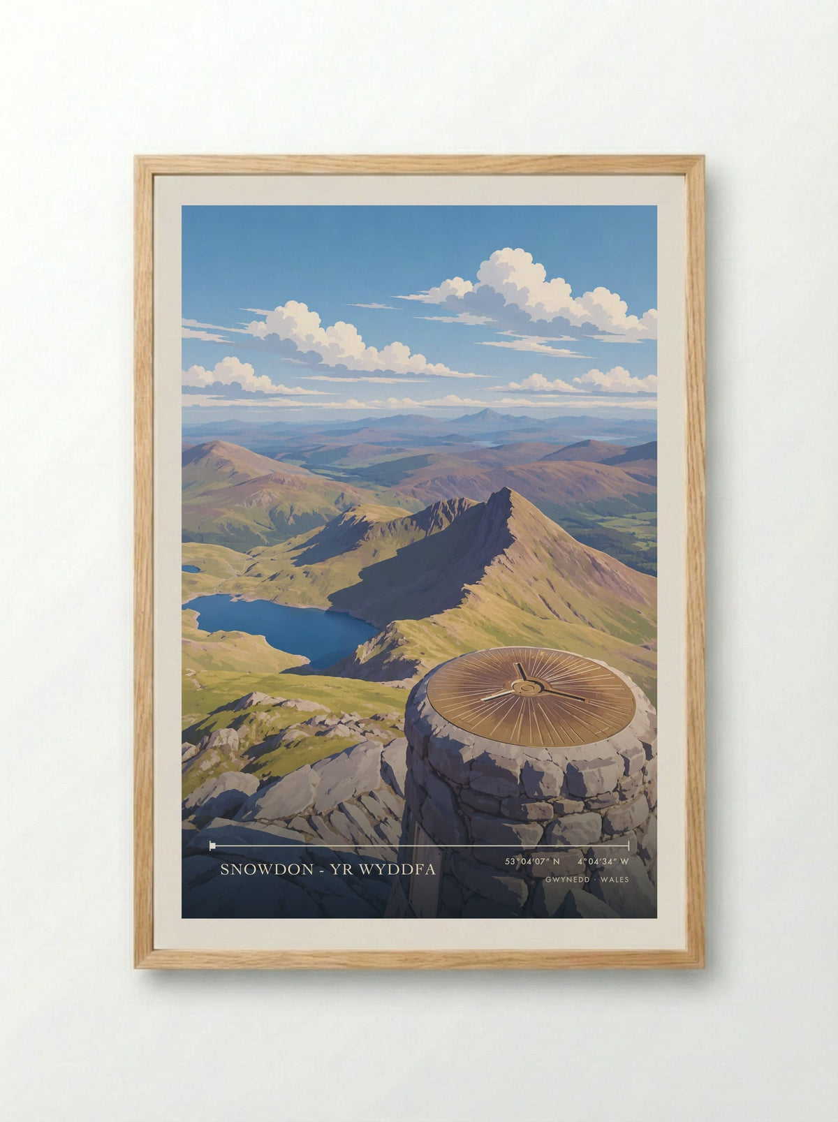 Snowdon - Yr Wyddfa, Gwynedd | Travel Poster - Framed Print Wood