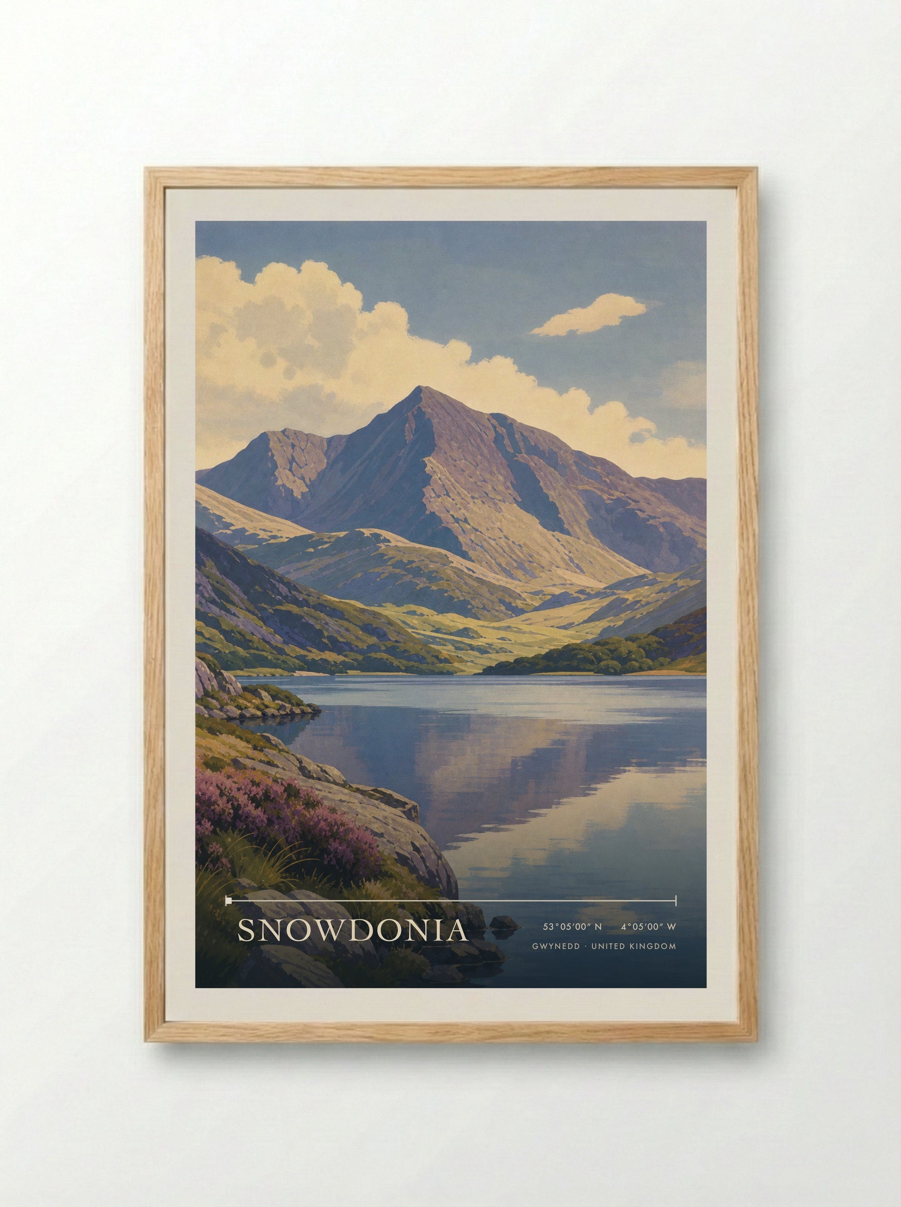 Snowdonia Gwynedd United Kingdom Travel Poster - Framed Print Wood