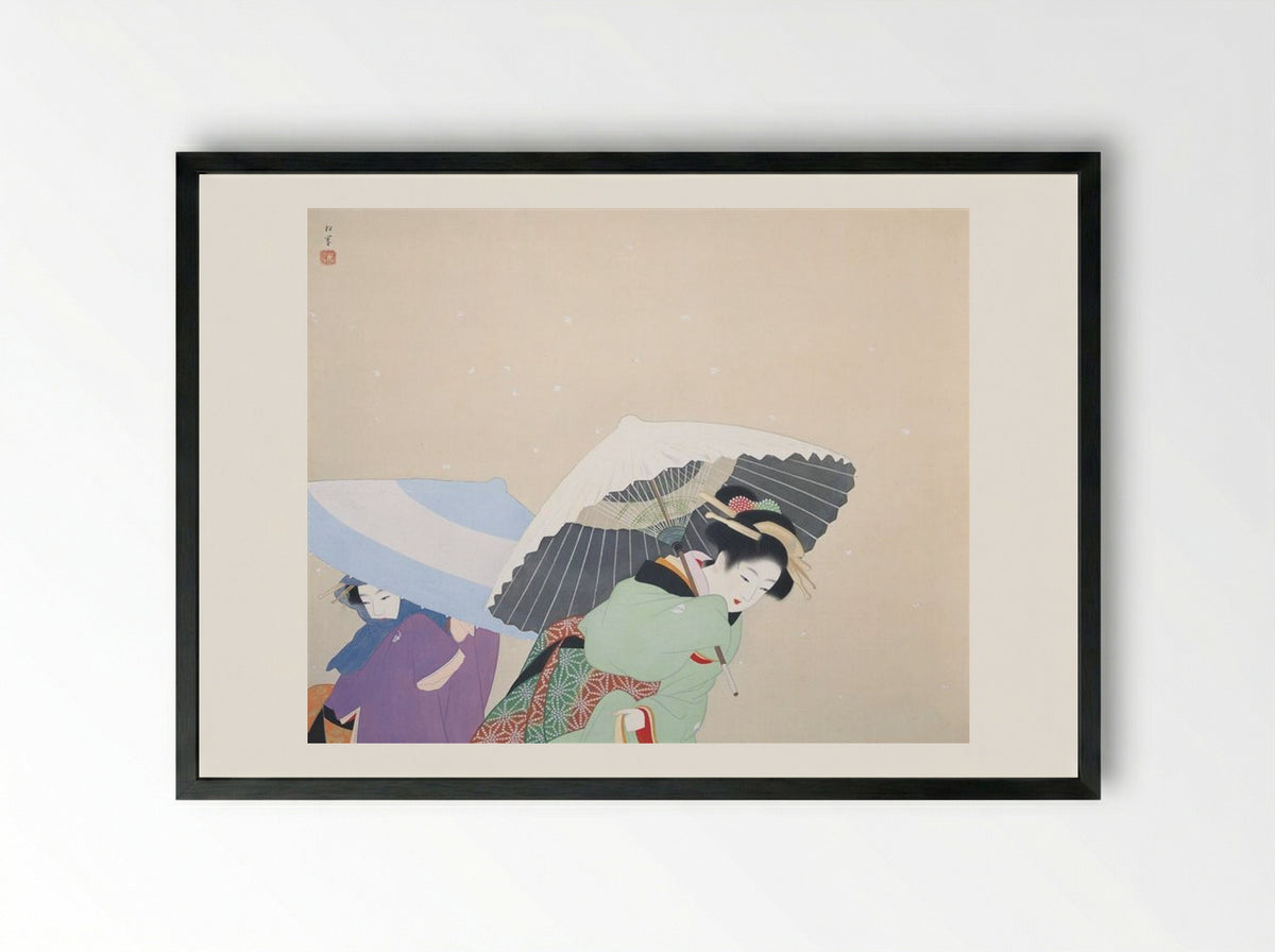 Snowflakes - Uemura Shoen - Framed Print Black