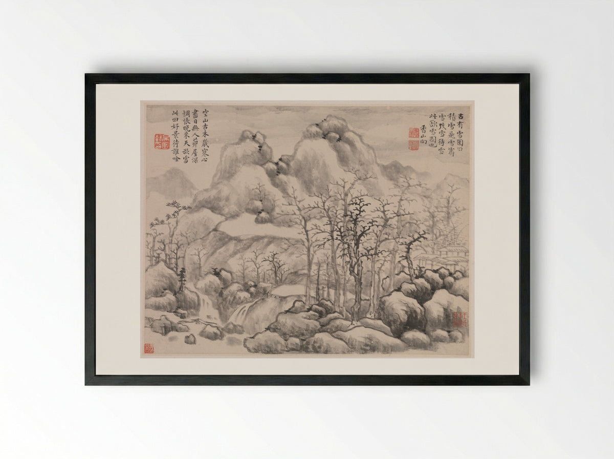 Snowscape, from Album for Zhou Lianggong - Yun Xiang - Framed Print Black