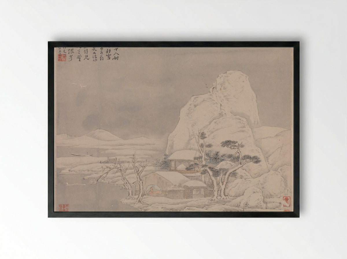 Snowscape, leaf from Album for Zhou Lianggong - Ye Xin - Framed Print Black