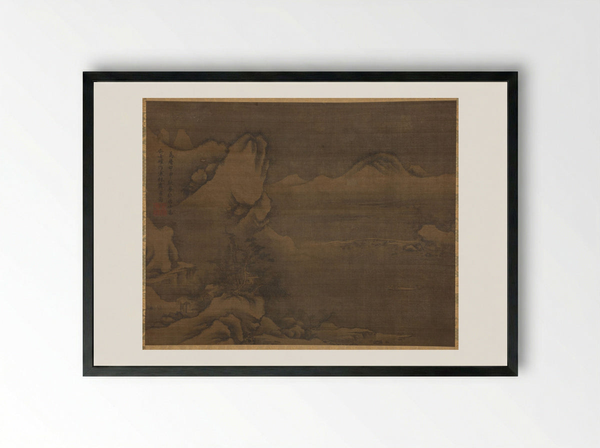 Snowscape with Figures - Kim Si - Framed Print Black