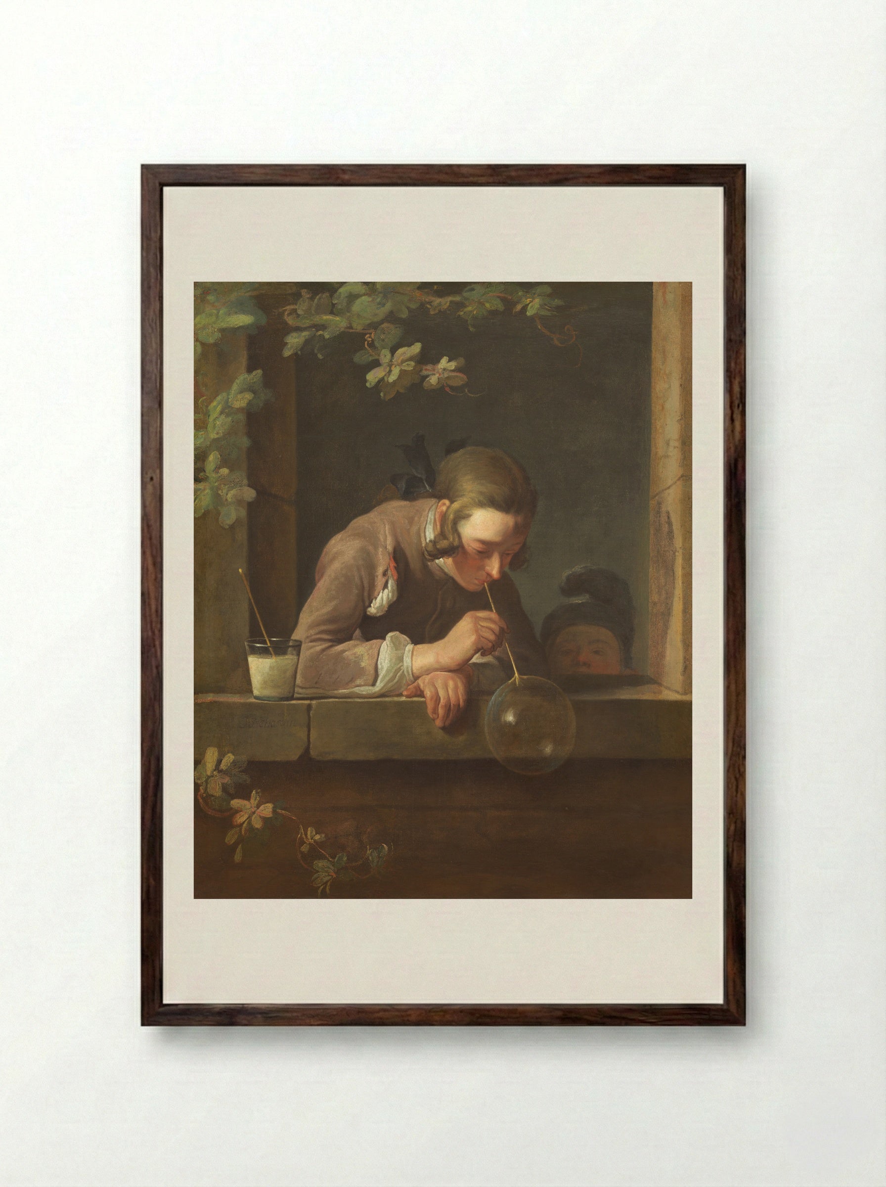 Soap Bubbles - Jean-Baptiste-Siméon Chardin - Framed Print Dark Wood