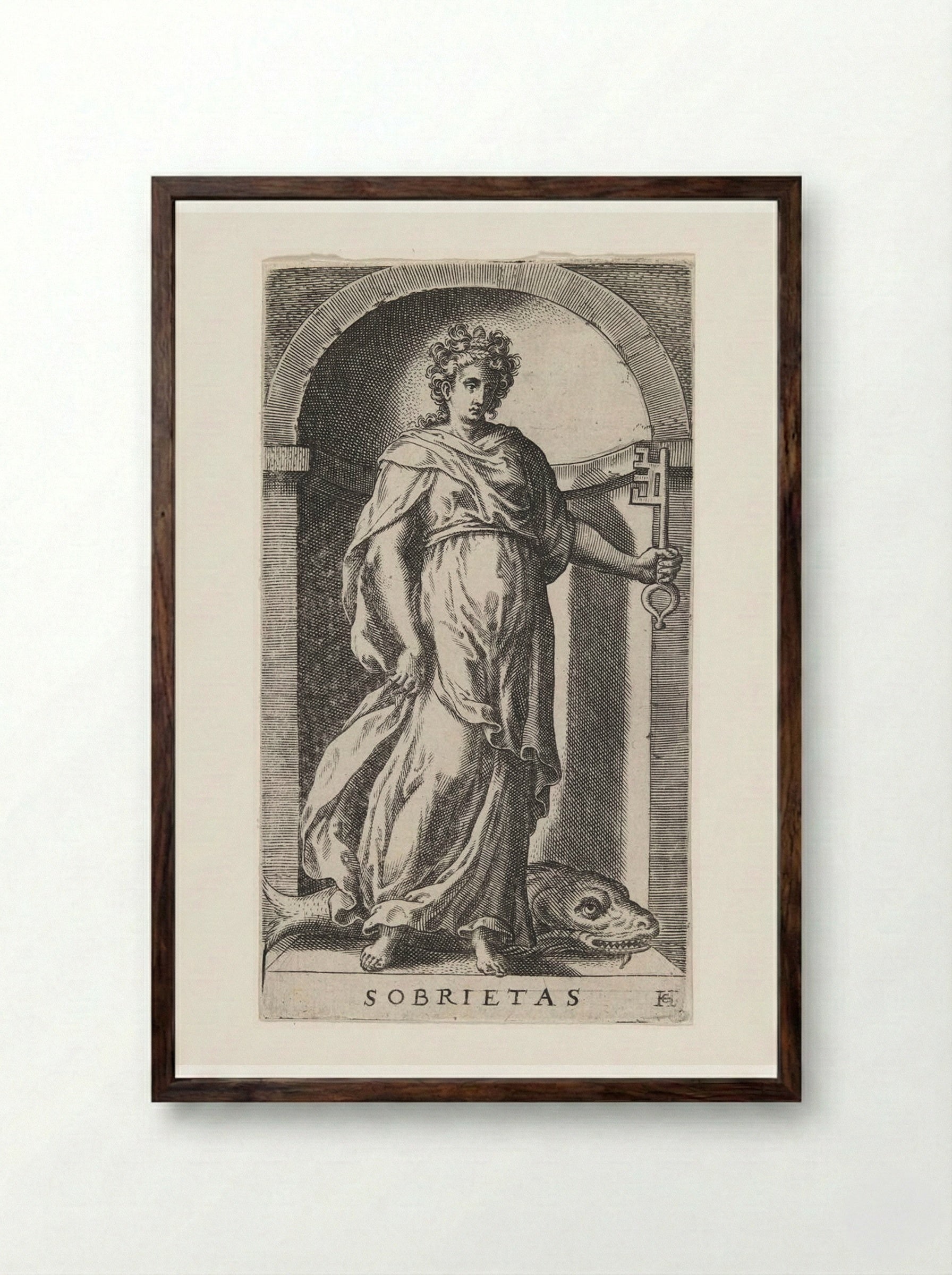 Sobrietas - Hans Collaert the Elder - Framed Print Dark Wood