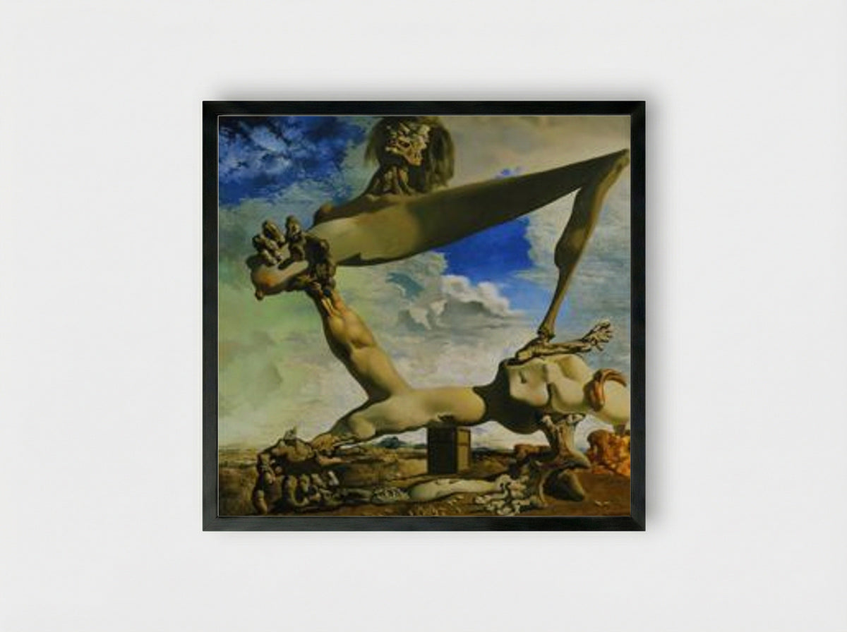 Soft Construction with Boiled Beans: Premonition of Civil War - Salvador Dalí - Framed Print Black