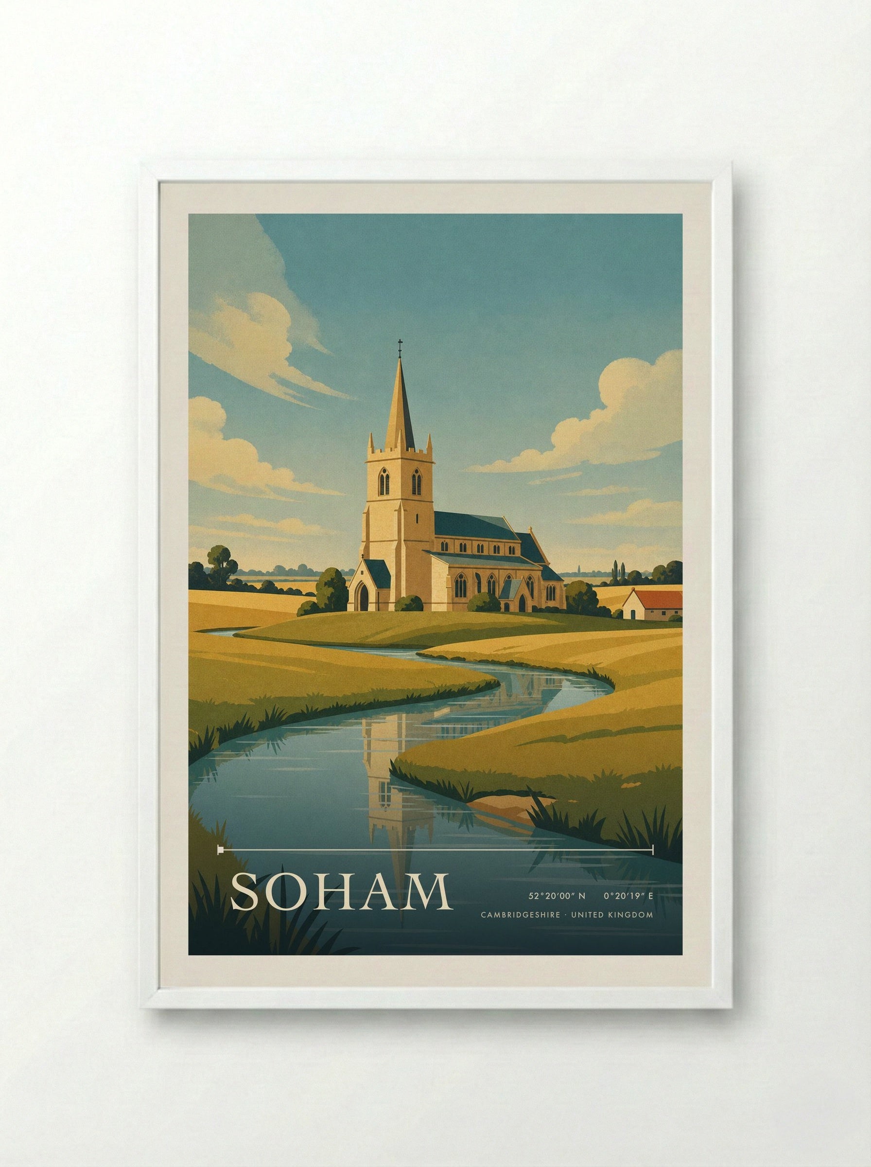 Soham Cambridgeshire United Kingdom Travel Poster - Framed Print White