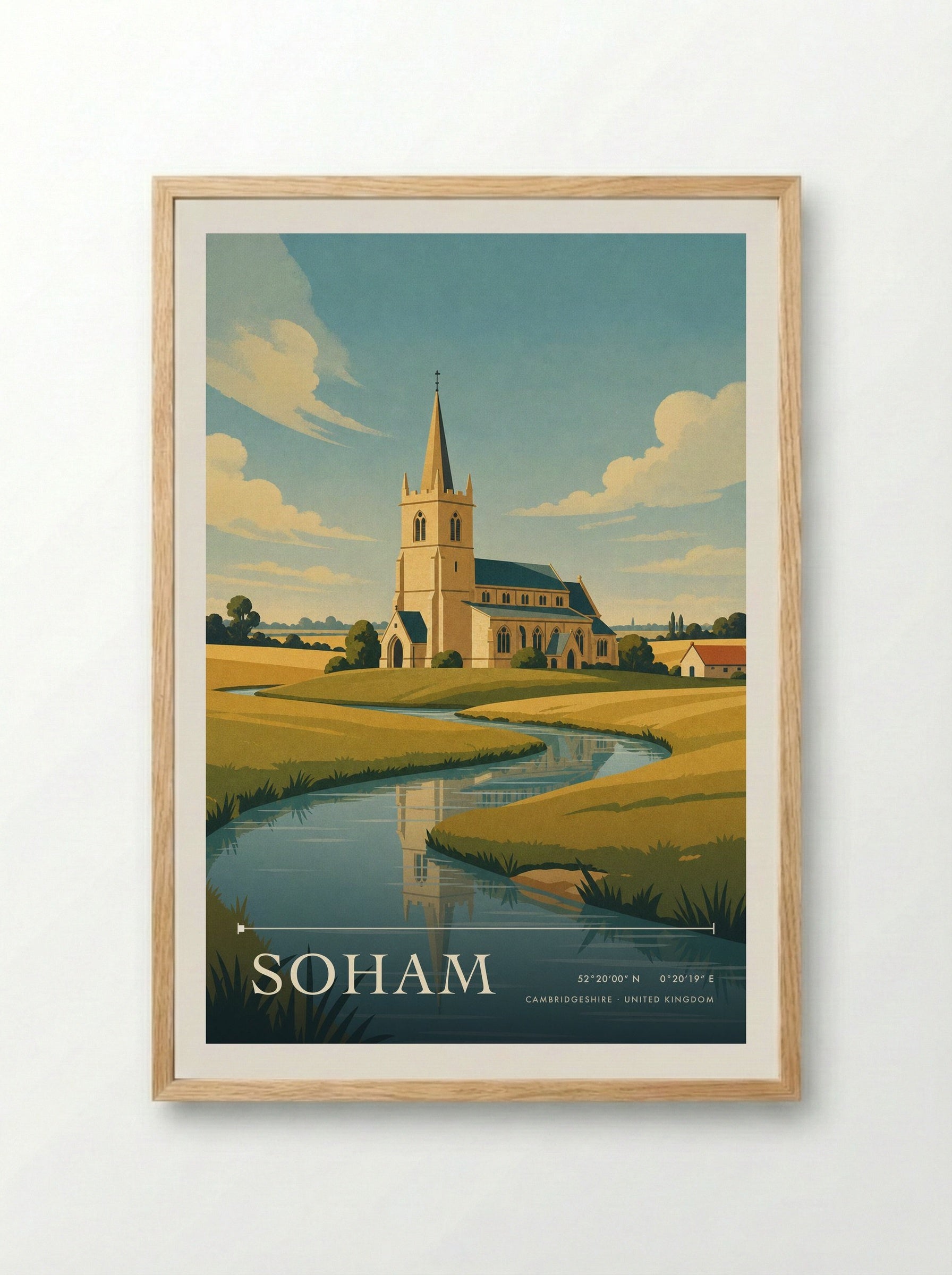 Soham Cambridgeshire United Kingdom Travel Poster - Framed Print Wood