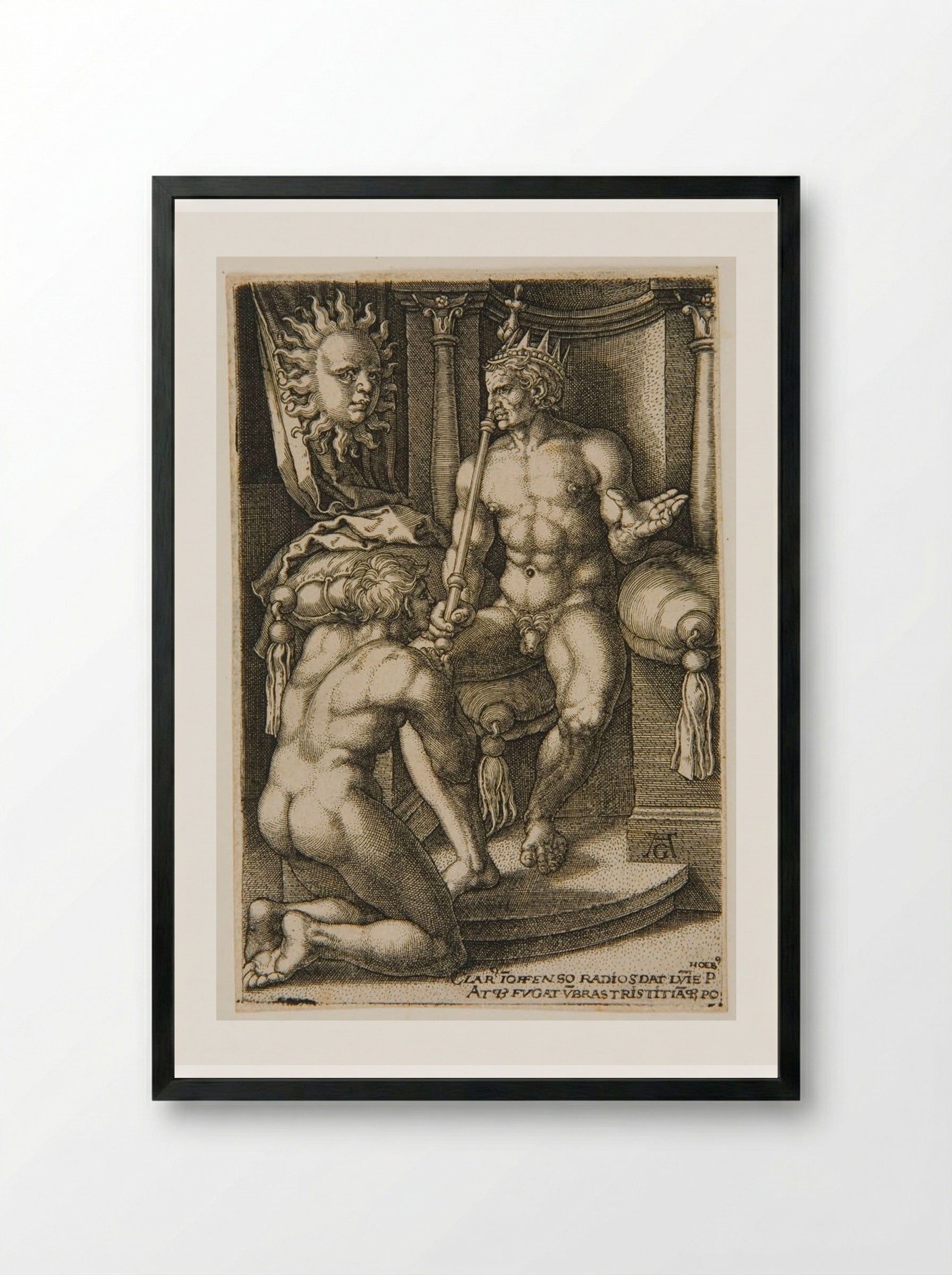 Sol (with Phaethon) - Heinrich Aldegrever - Framed Print Black