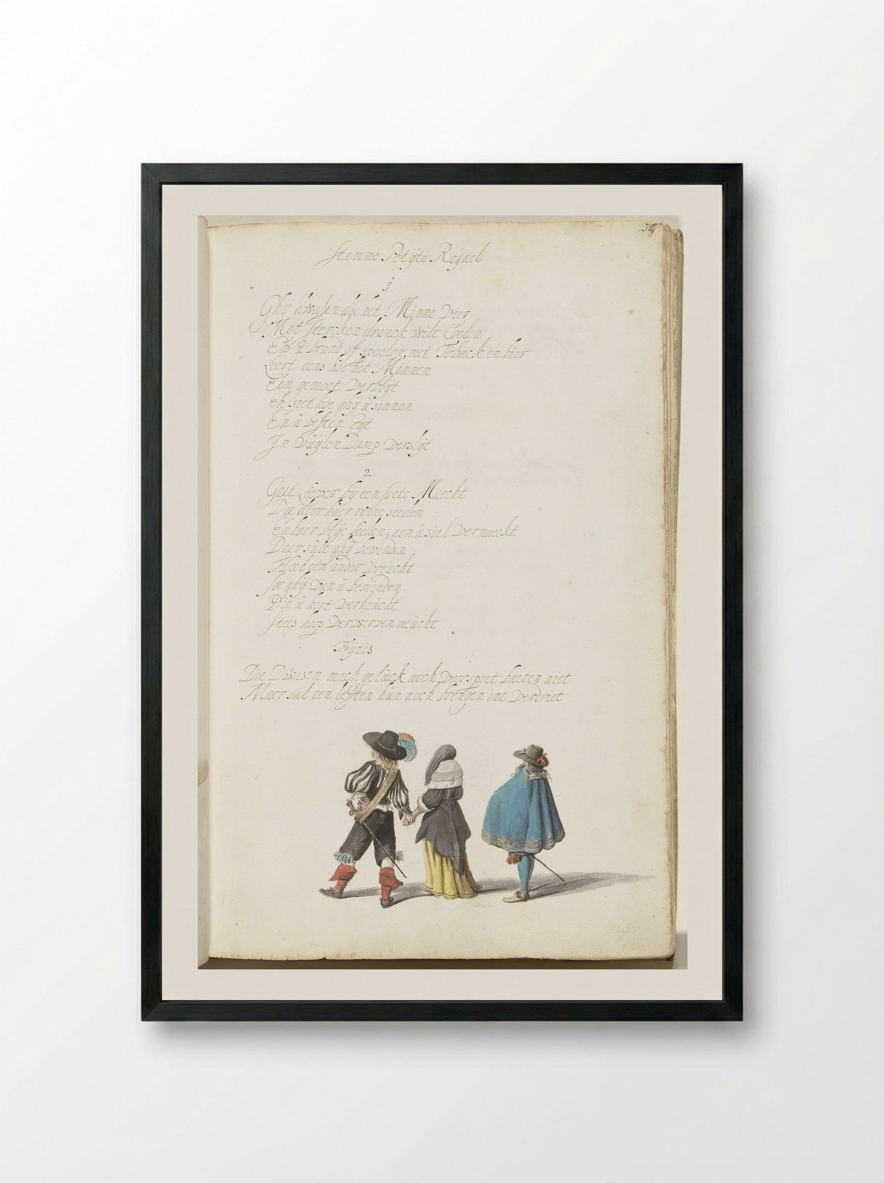 Soldaat, dame en heer, van achteren - Gesina ter Borch - Framed Print Black