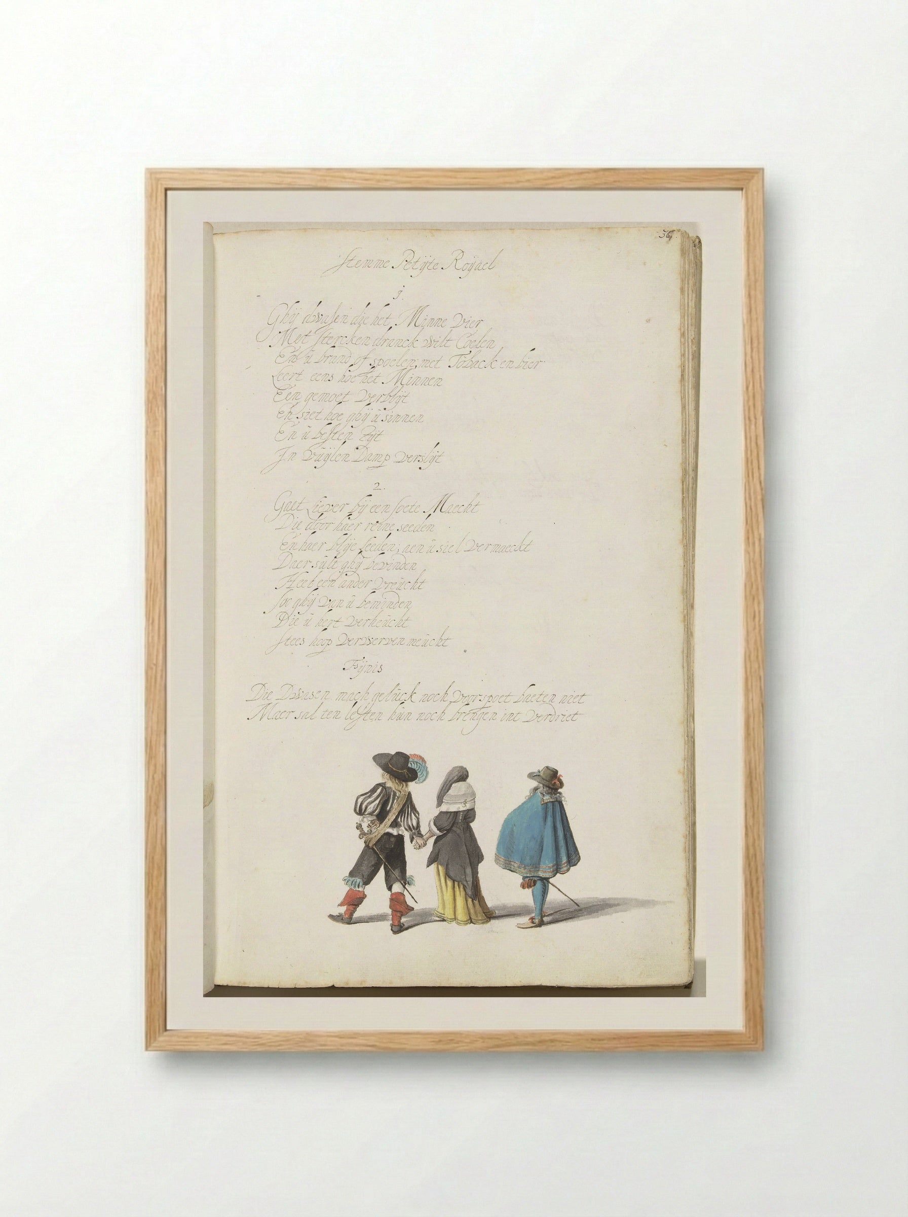 Soldaat, dame en heer, van achteren - Gesina ter Borch - Framed Print Wood