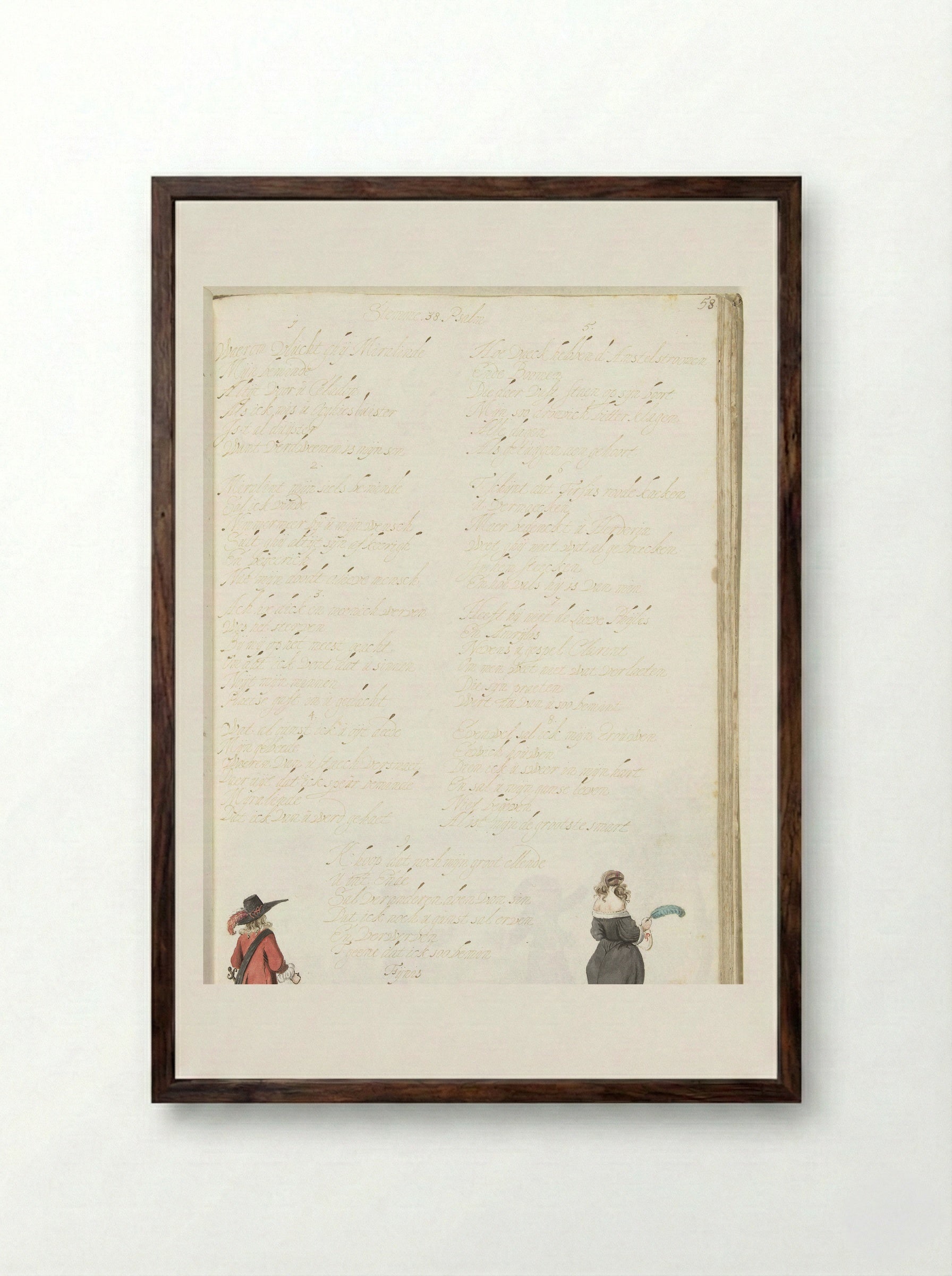 Soldaat en dame, van achteren - Gesina ter Borch - Framed Print Dark Wood