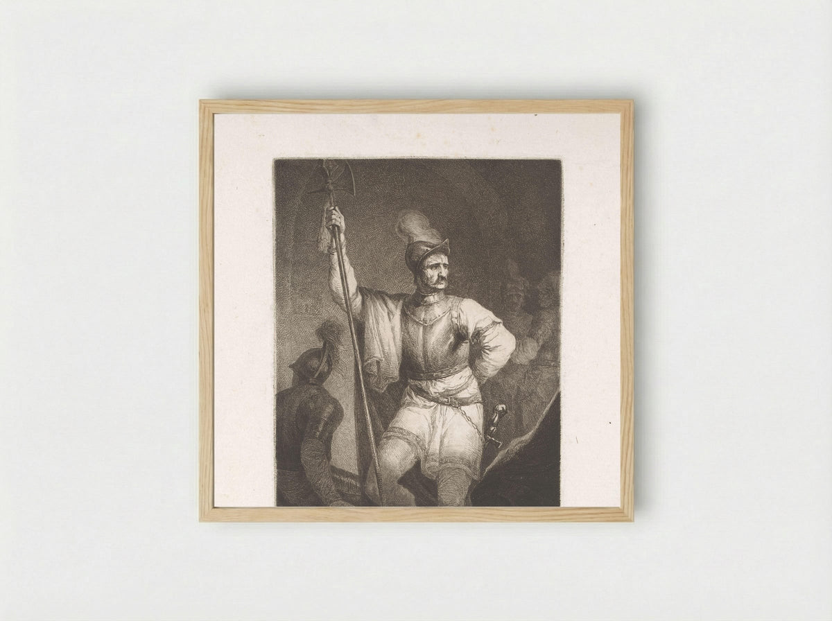 Soldaat met hellebaard en helm - Michał Płoński - Framed Print Wood