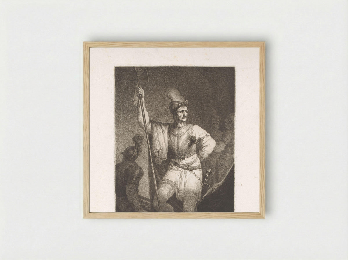 Soldaat met hellebaard en helm - Michał Płoński - Framed Print Wood