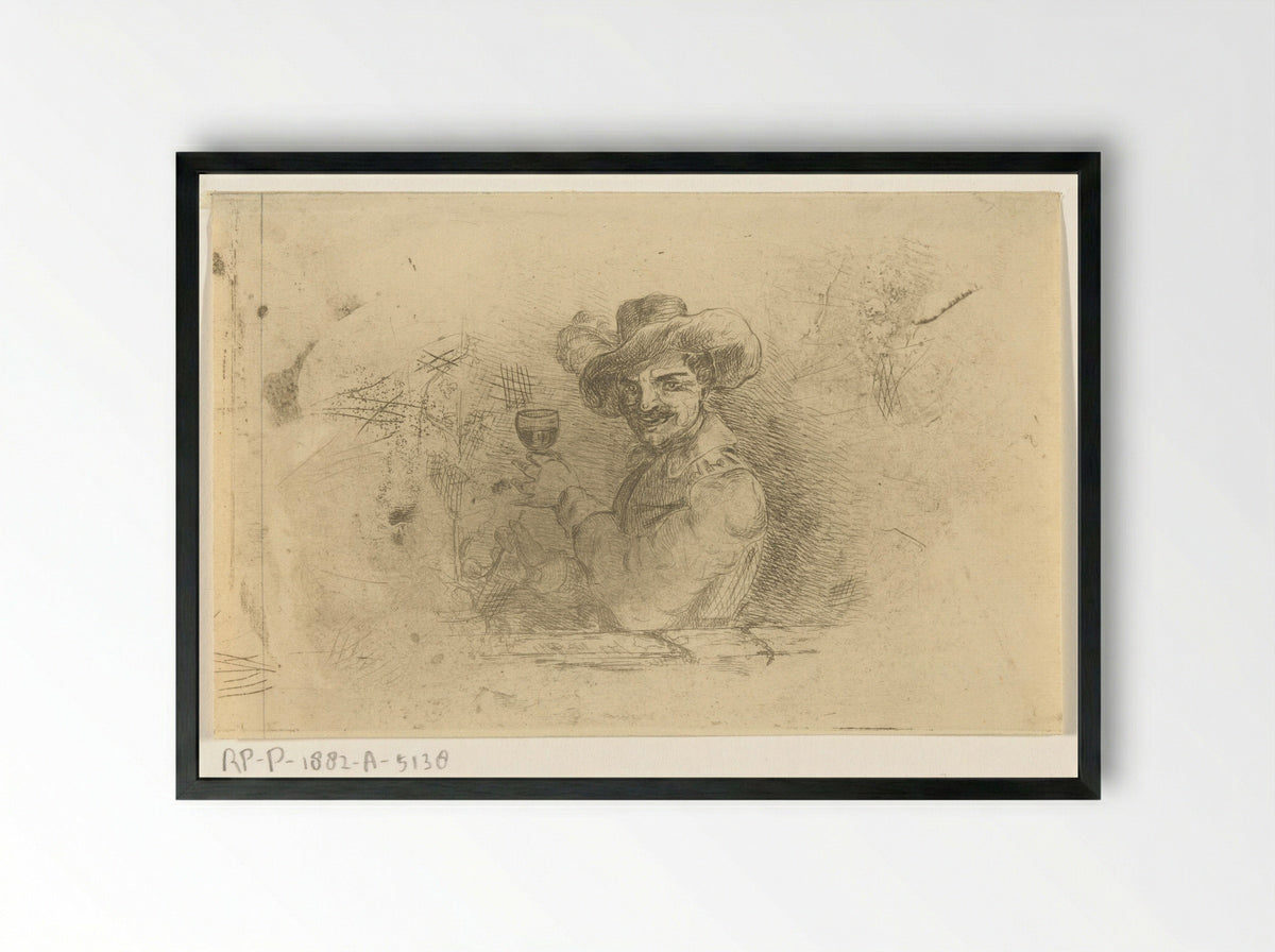 Soldaat met opgeheven glas - Jan Karel Jacob de Jonge - Framed Print Black