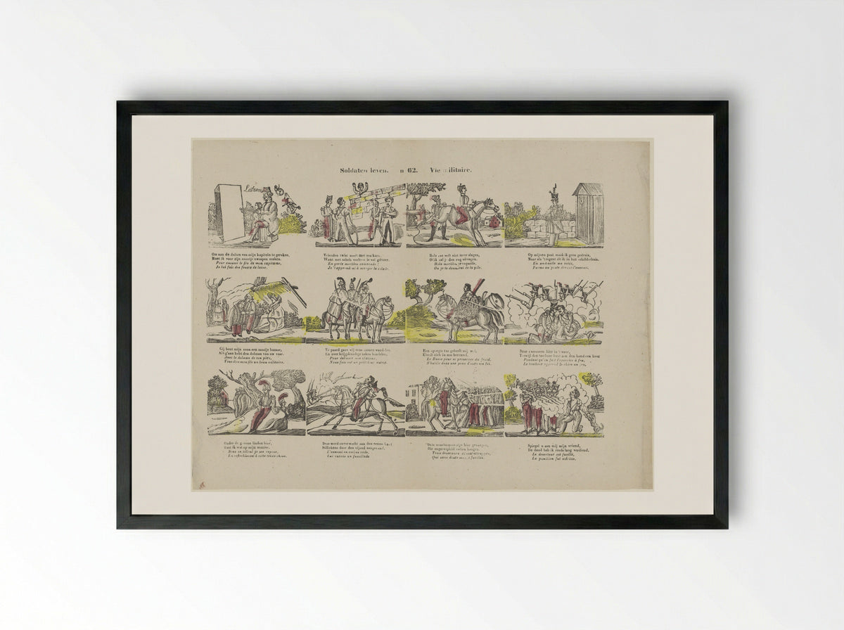 Soldaten leven / Vie militaire (No. 62) - Glenisson & Zonen - Framed Print Black