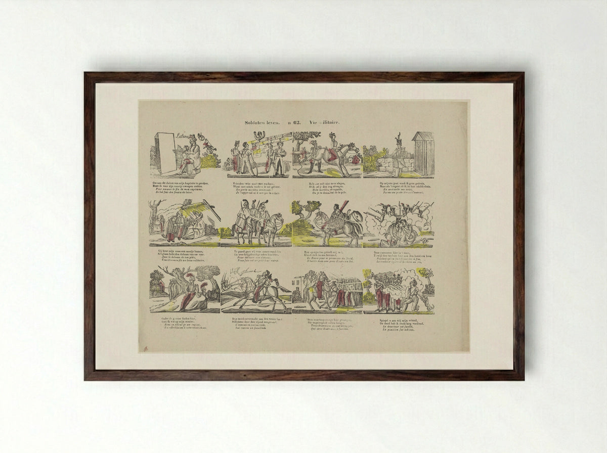 Soldaten leven / Vie militaire (No. 62) - Glenisson & Zonen - Framed Print Dark Wood