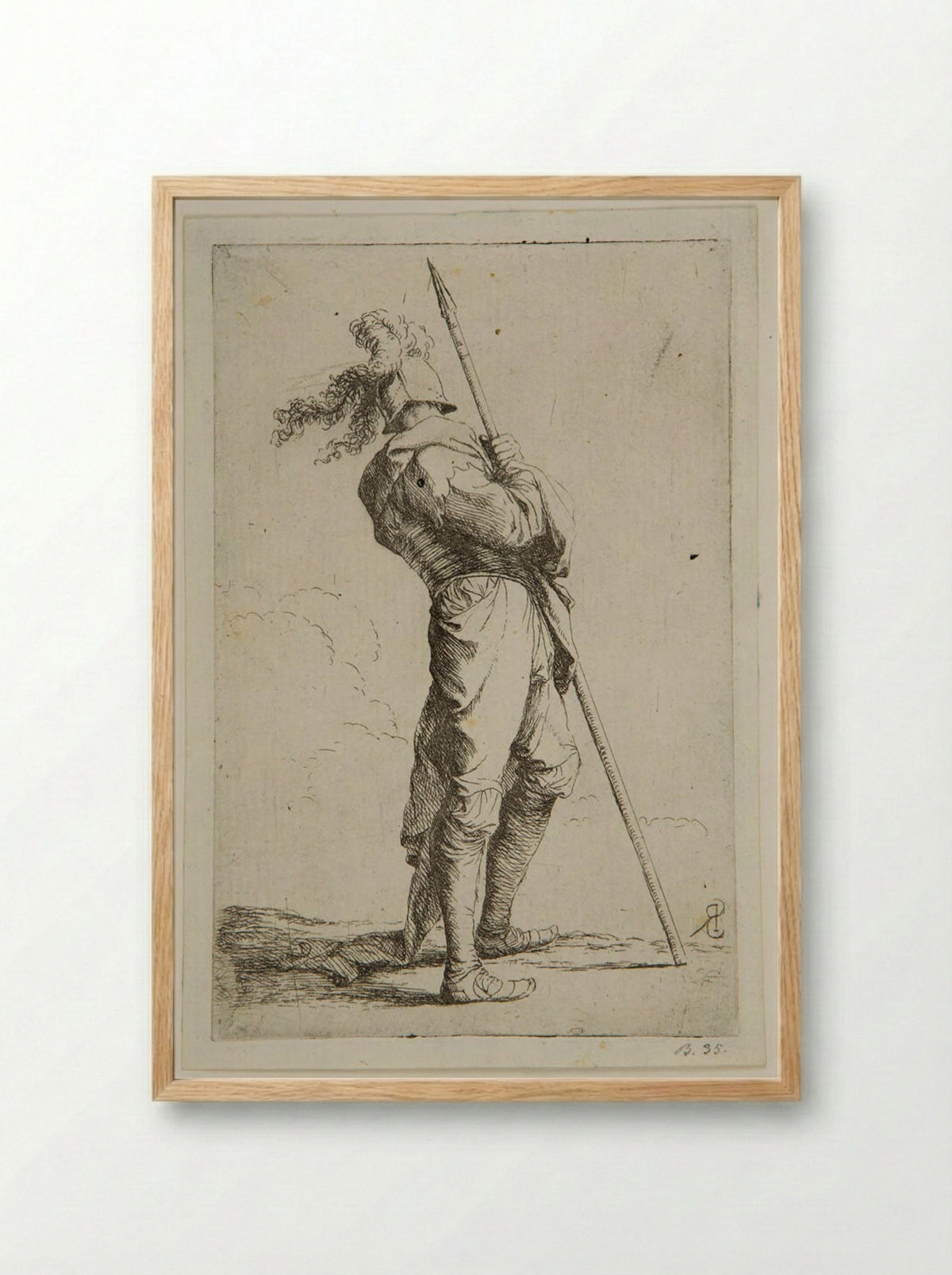 Soldier Leaning on a Spear - Salvator Rosa - Framed Print Wood