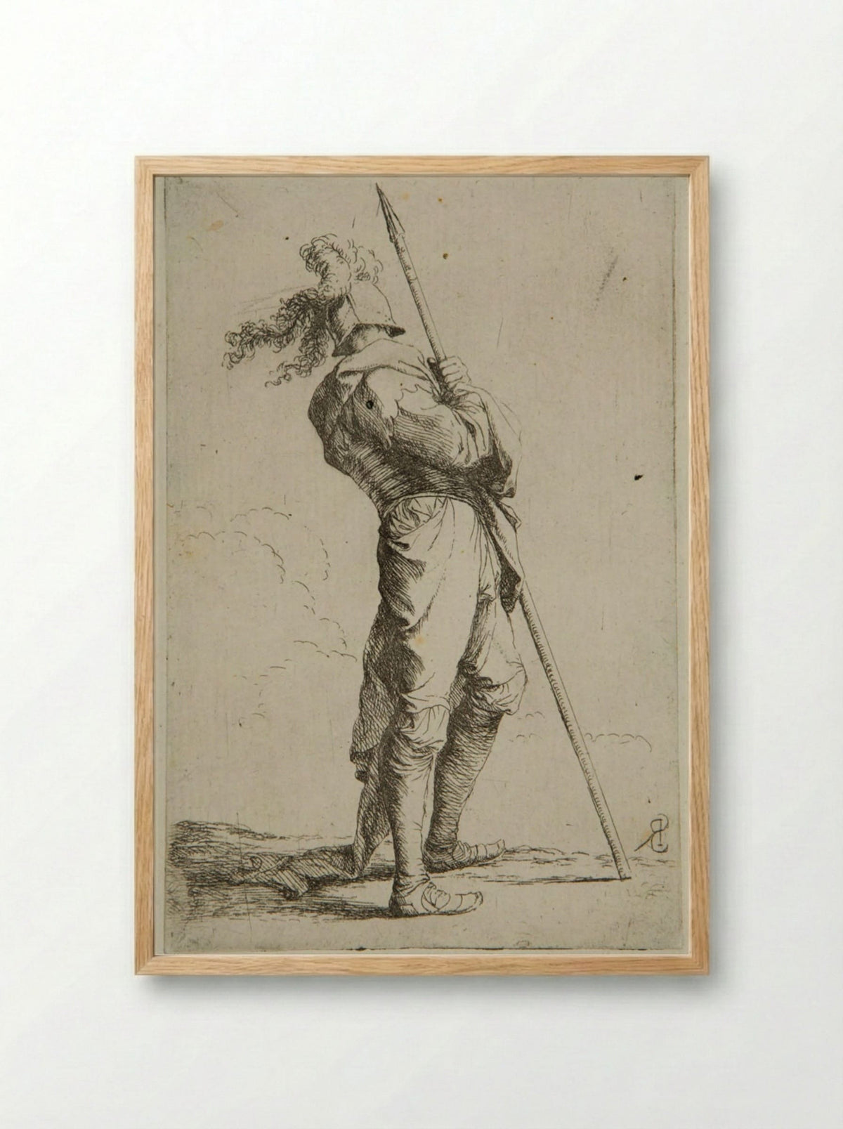 Soldier Leaning on a Spear - Salvator Rosa - Framed Print Wood