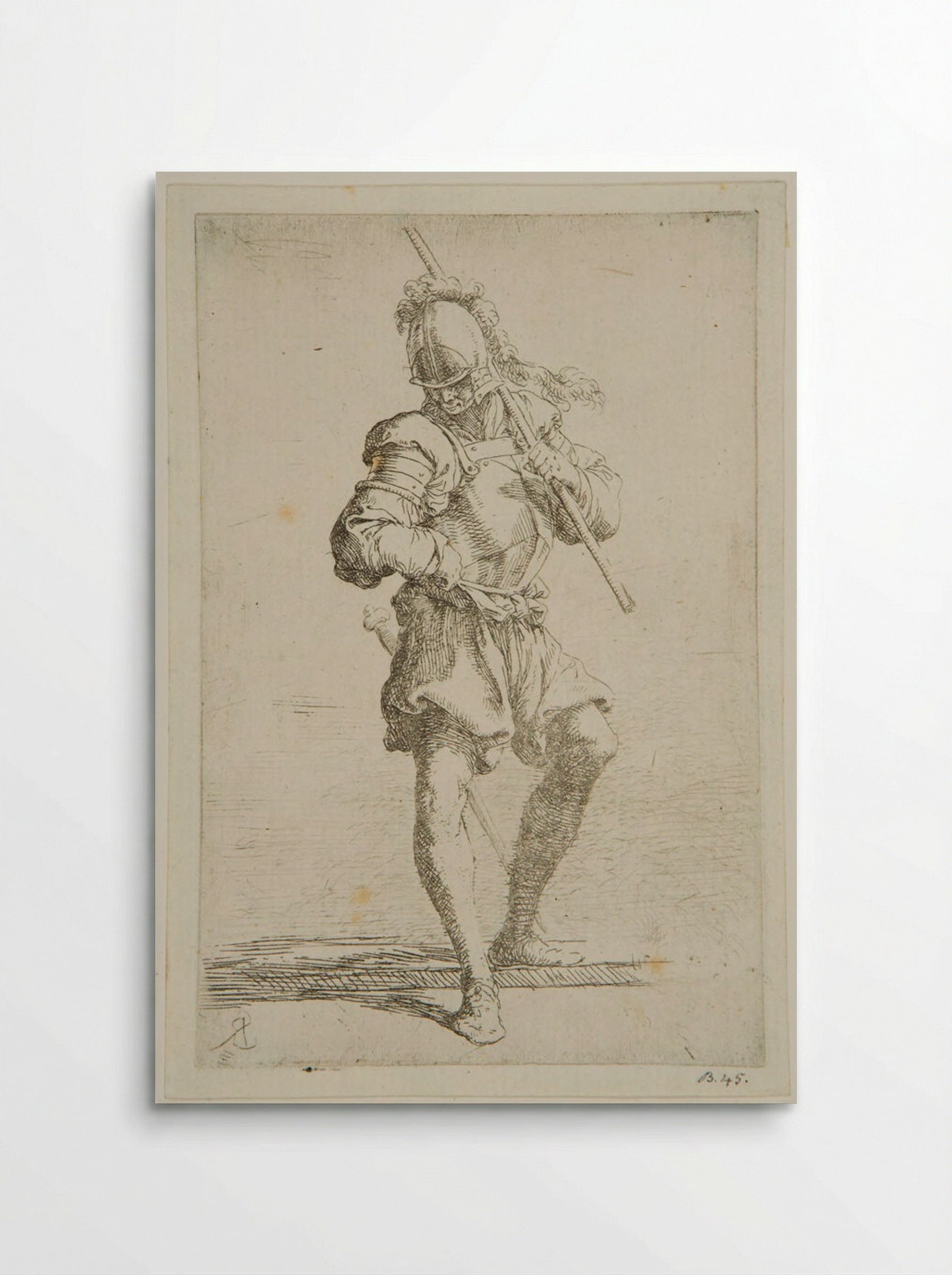 Soldier Looking at the Ground with a Baton Resting on His Shoulder - Salvator Rosa - Poster
