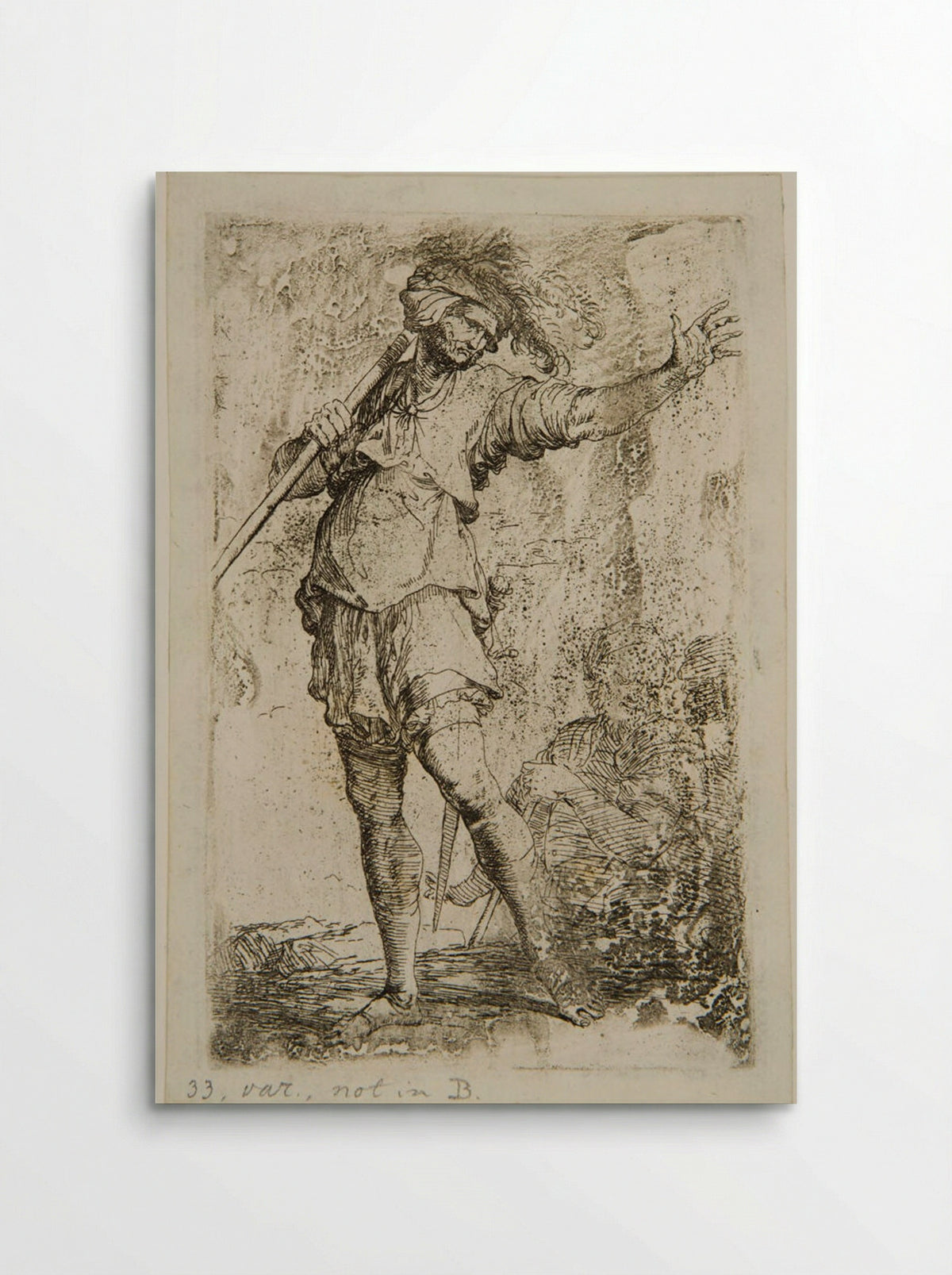 Soldier Resting a Sword on his Right Shoulder with his Right Hand - Salvator Rosa - Poster