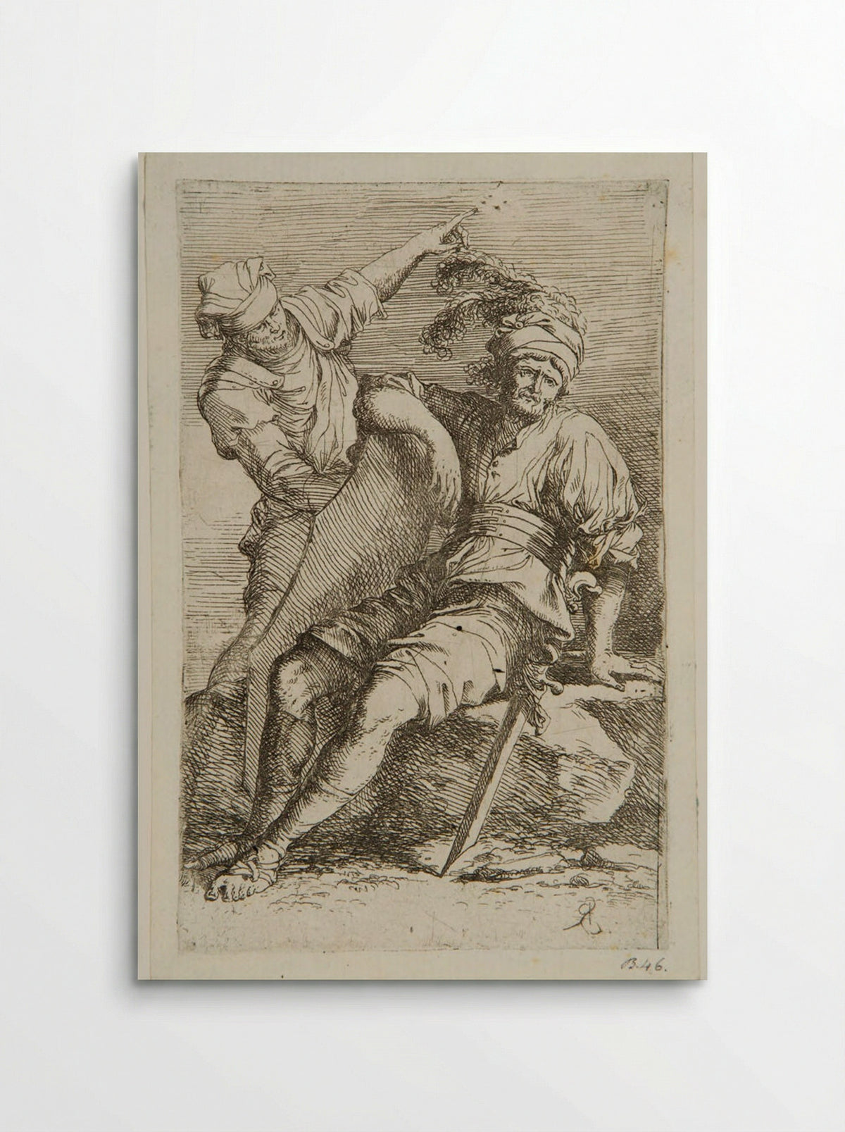 Soldier at Rest and a Standing Man - Salvator Rosa - Poster
