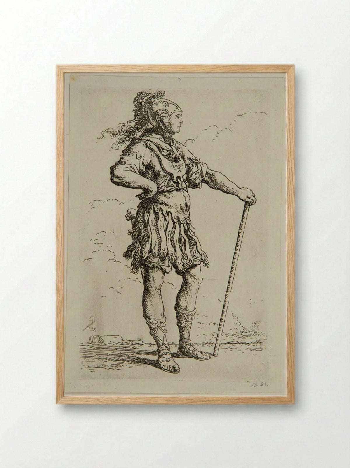 Soldier in Profile, with Ancient Armor - Salvator Rosa - Framed Print Wood