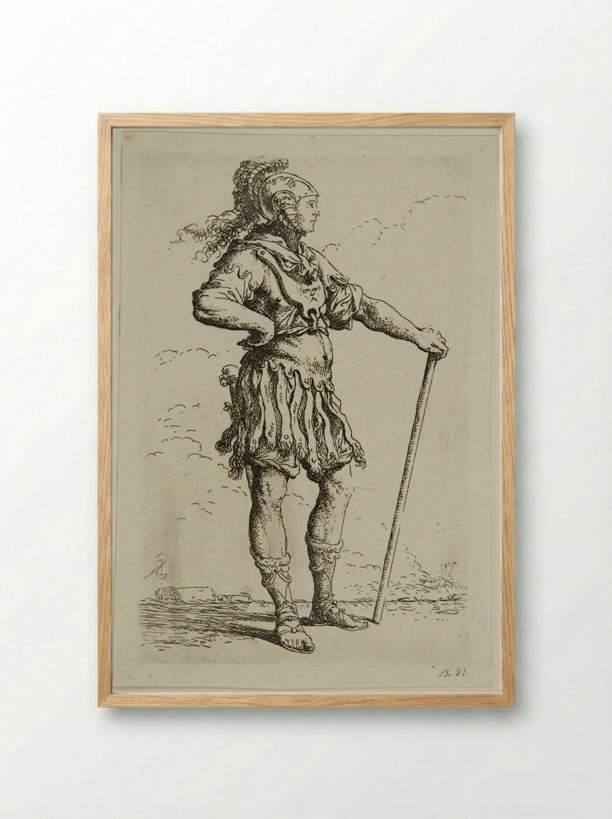 Soldier in Profile, with Ancient Armor - Salvator Rosa - Framed Print Wood