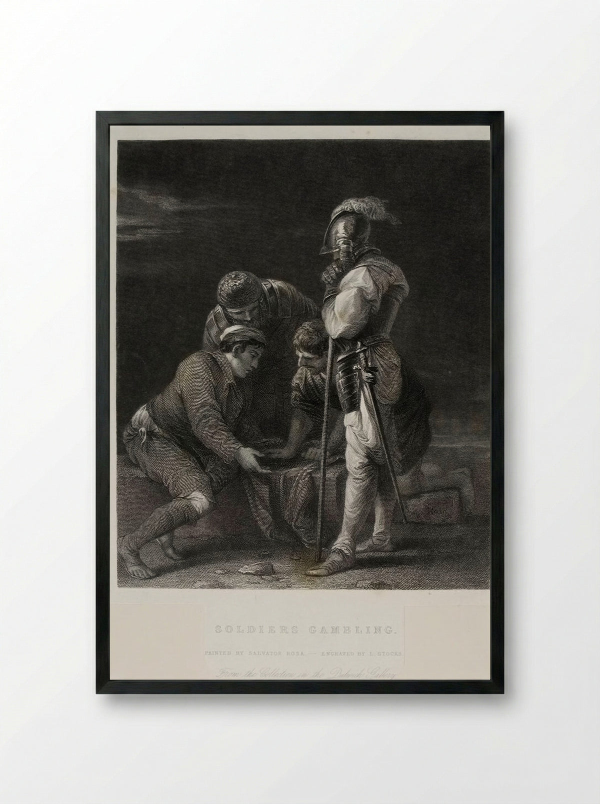 Soldiers Gambling - Lumb Stocks - Framed Print Black