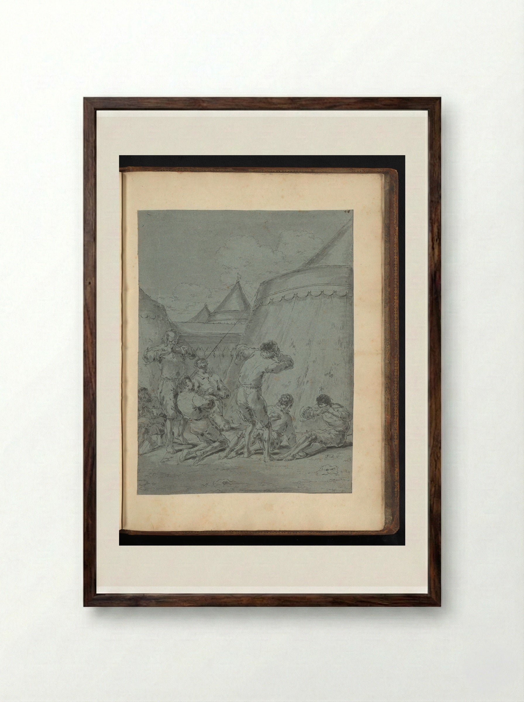 Soldiers of Alexander the Great Asking for Forgiveness - Leonaert Bramer - Framed Print Dark Wood