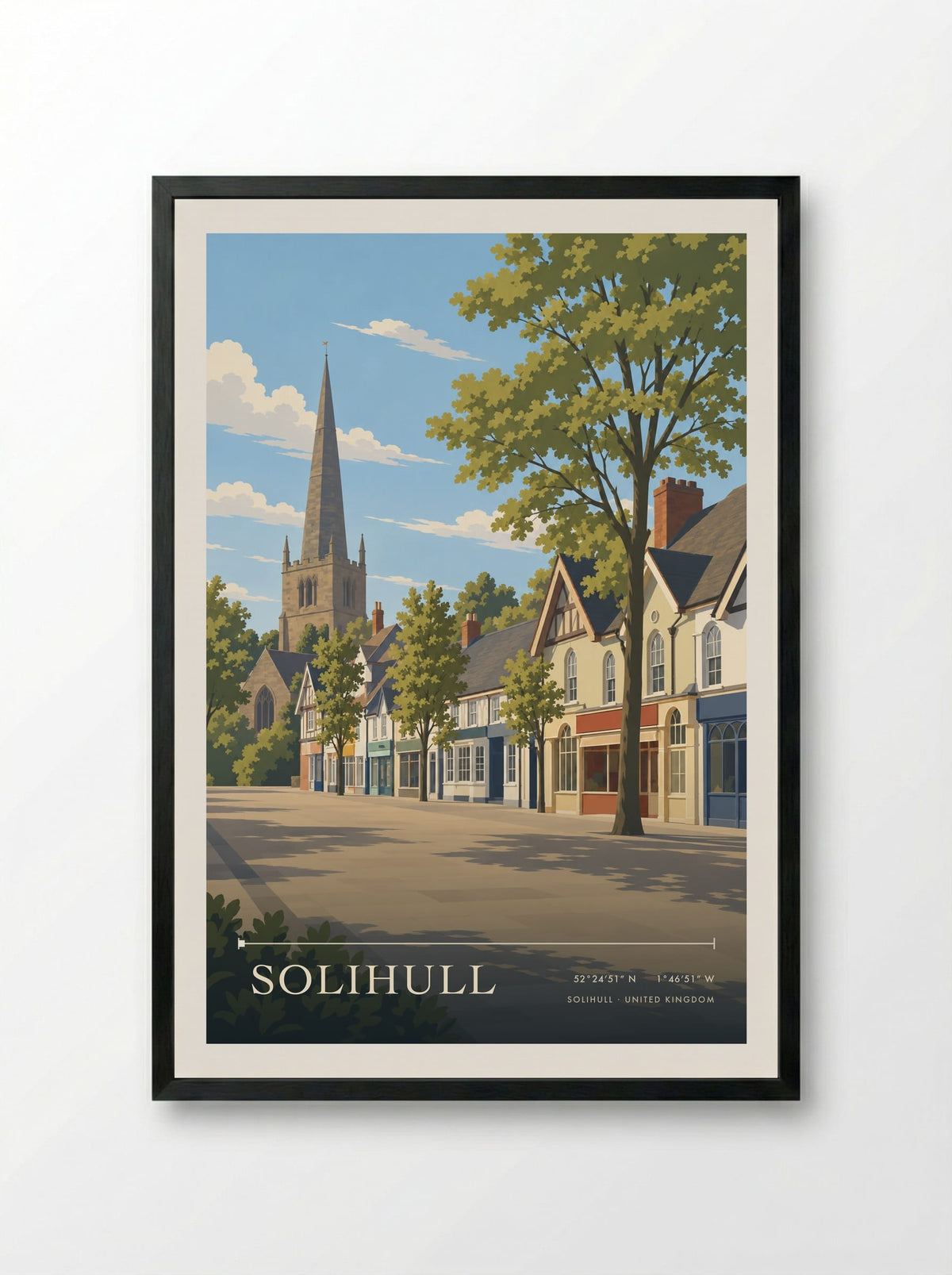 Solihull | Travel Poster - Framed Print Black