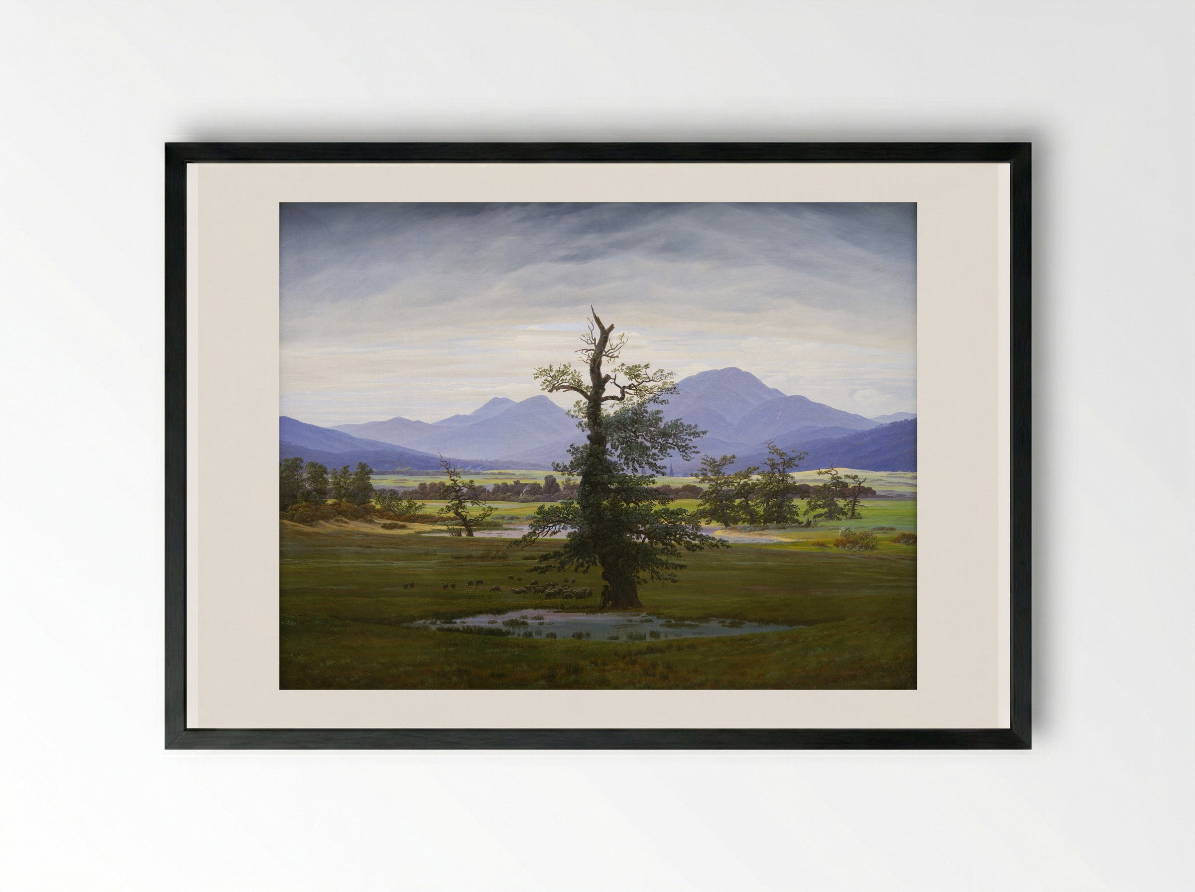 Solitary Tree - Caspar David Friedrich - Framed Print Black