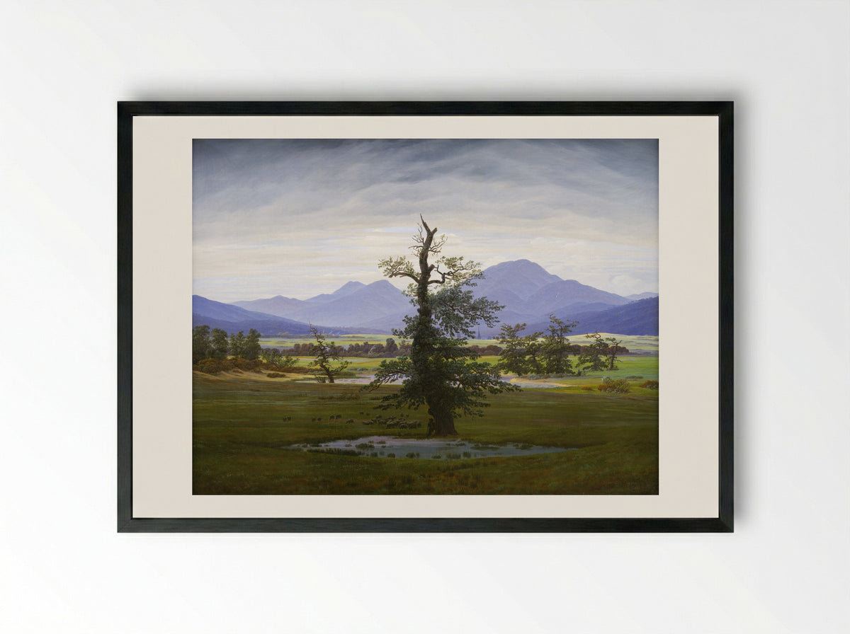 Solitary Tree - Caspar David Friedrich - Framed Print Black