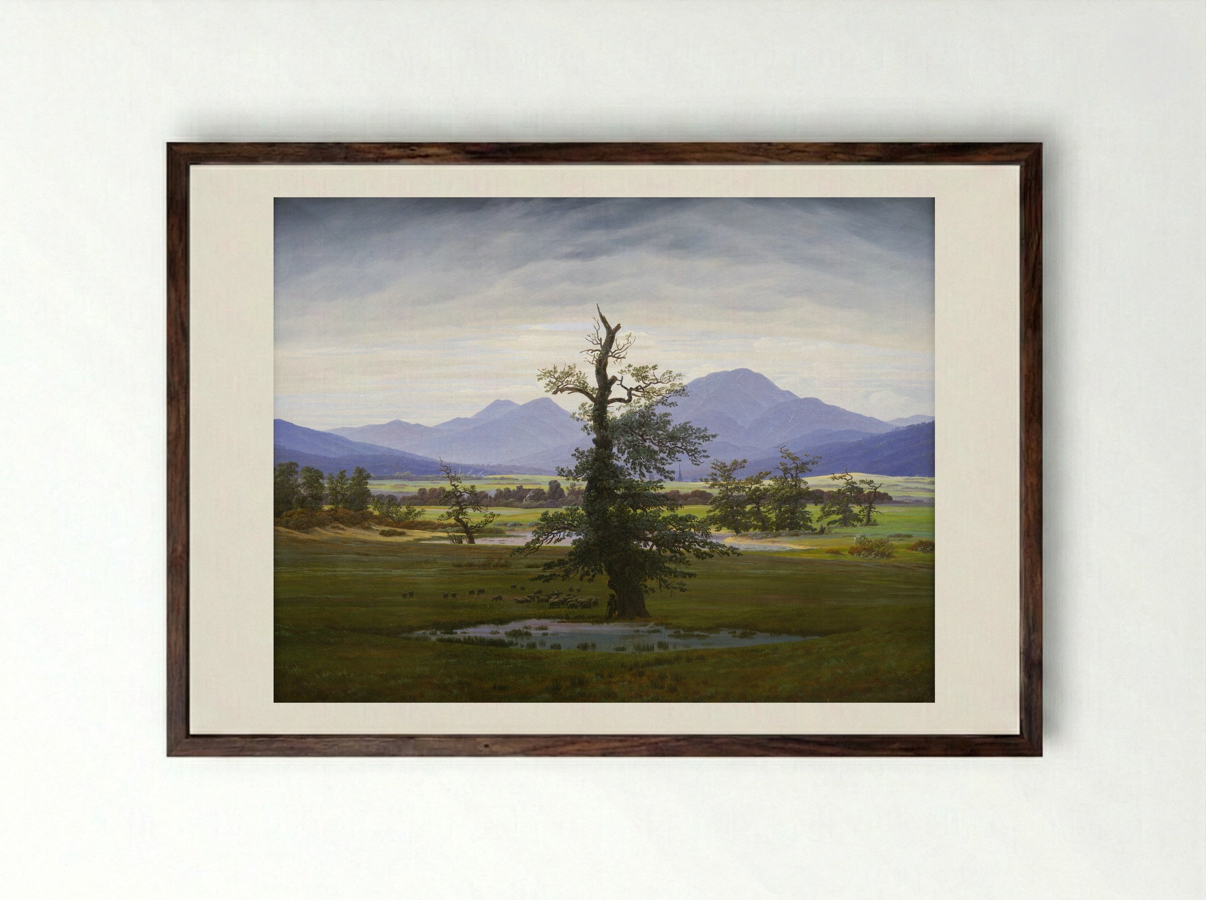 Solitary Tree - Caspar David Friedrich - Framed Print Dark Wood