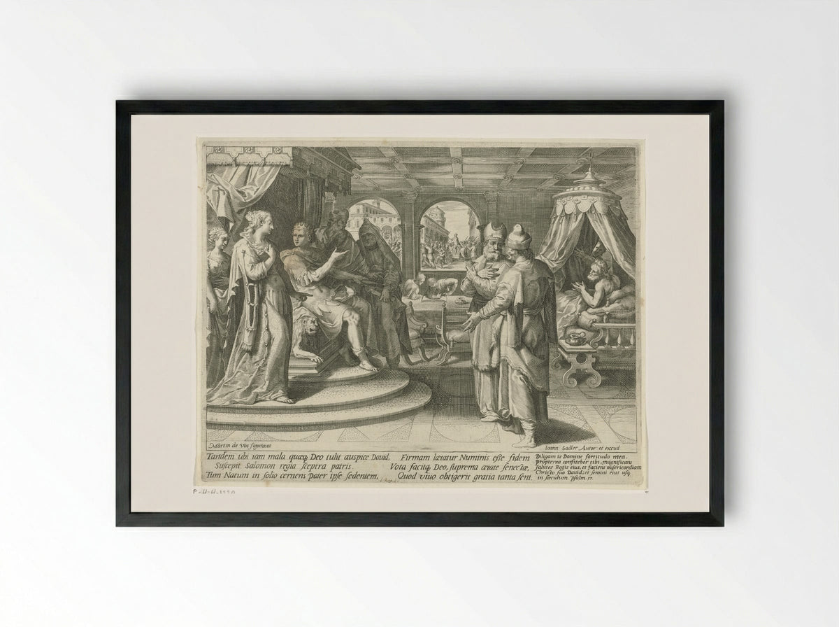 Solomon Succeeds David as King of Israel - Aegidius Sadeler (II) - Framed Print Black