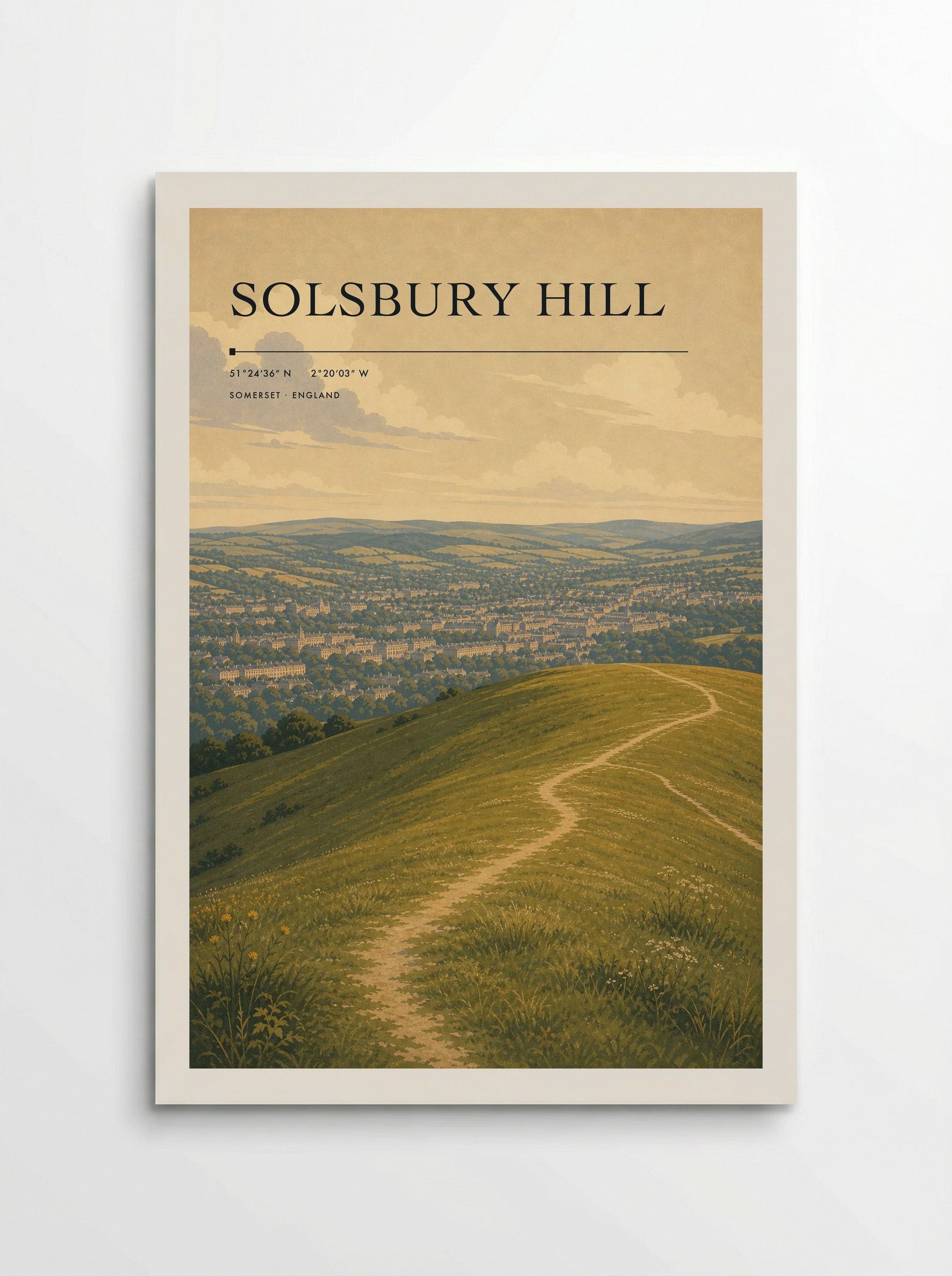 Solsbury Hill Somerset England Travel Poster - Poster