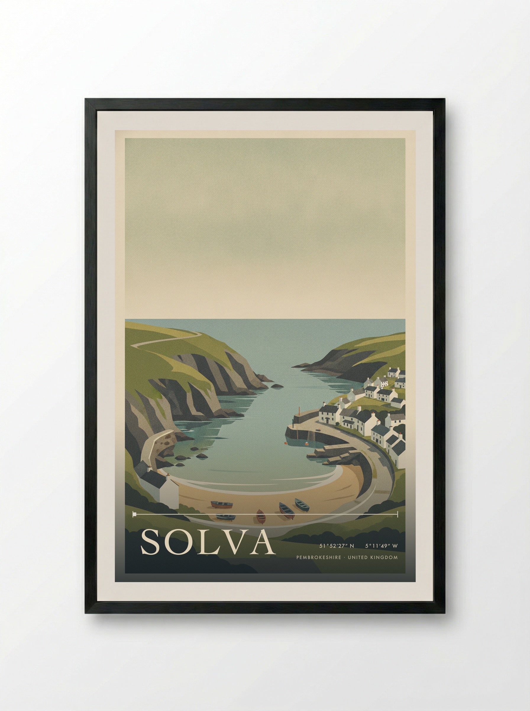 Solva Pembrokeshire United Kingdom Travel Poster - Framed Print Black