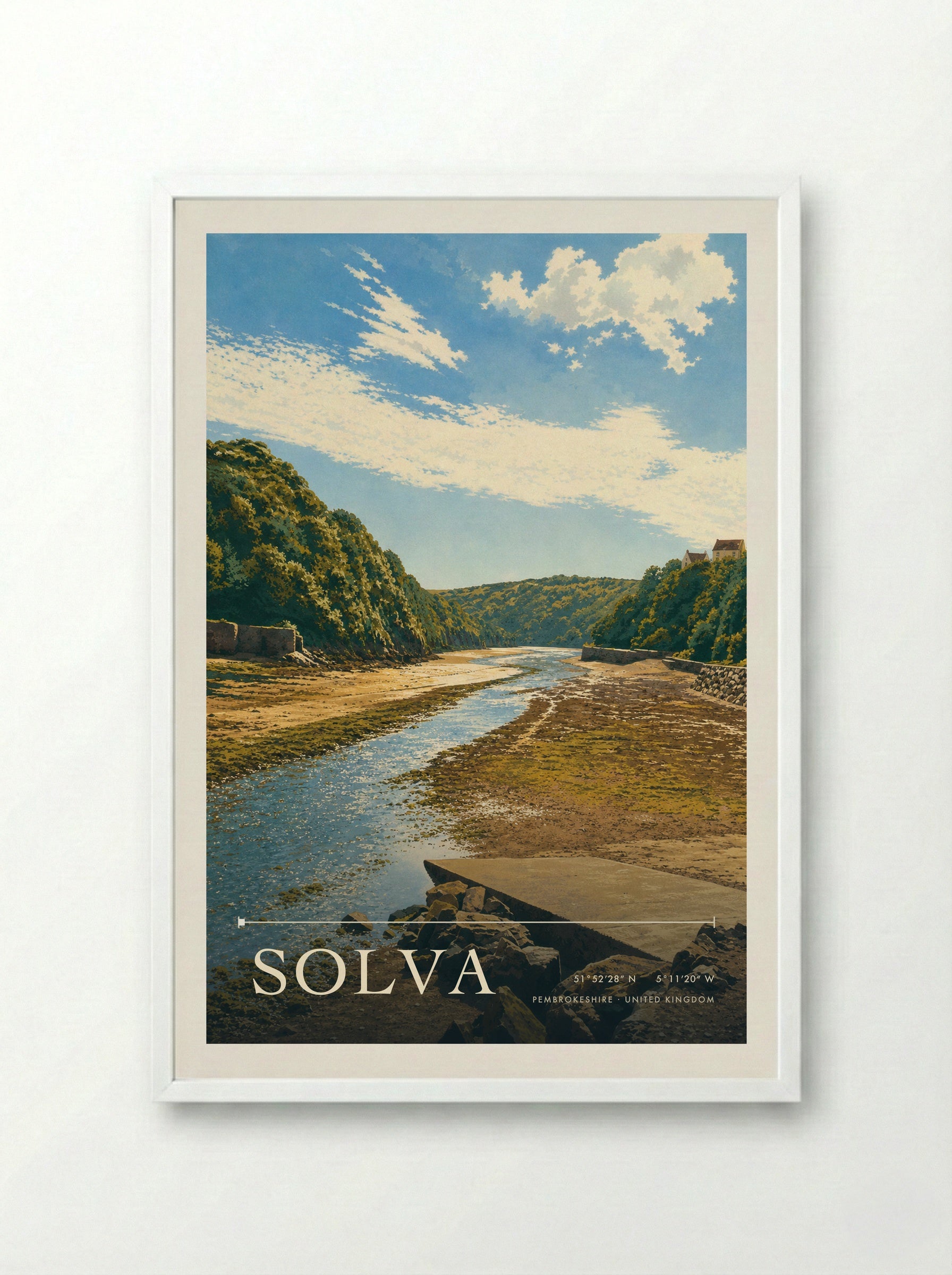 Solva Pembrokeshire United Kingdom Travel Poster - Framed Print White