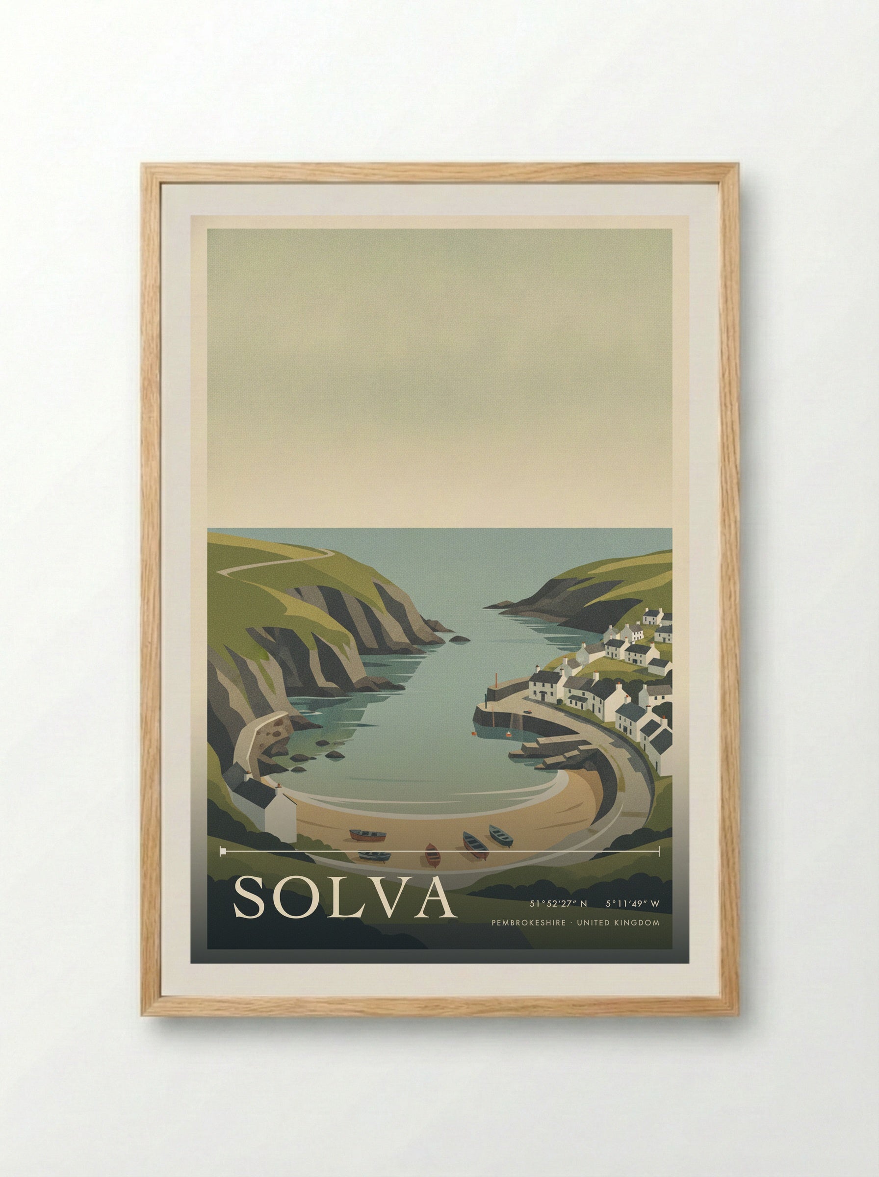 Solva Pembrokeshire United Kingdom Travel Poster - Framed Print Wood