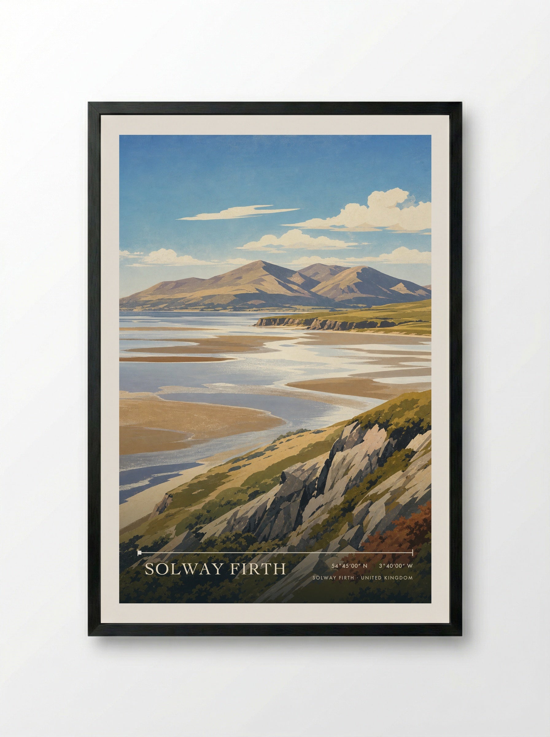 Solway Firth United Kingdom Travel Poster - Framed Print Black
