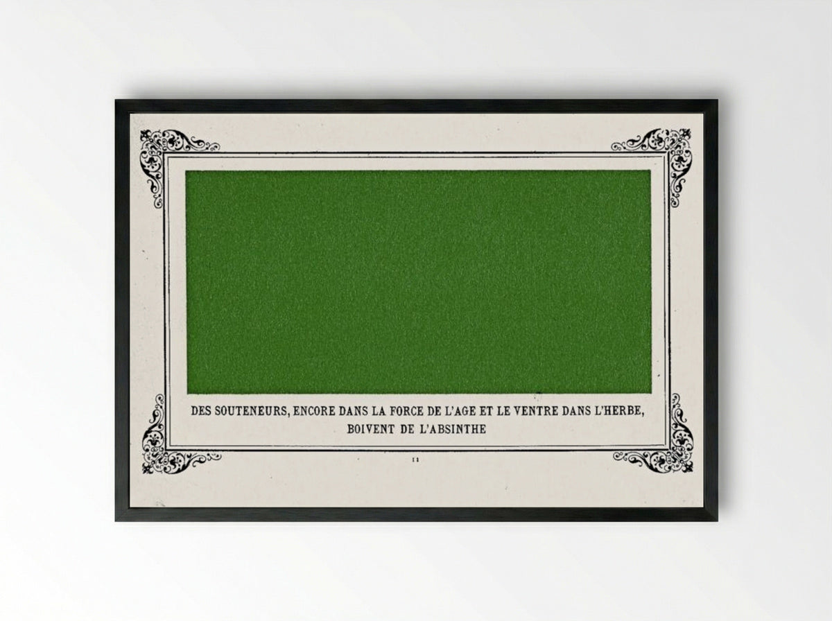 Some Pimps, Known as Green Backs, on their Bellies in the Grass, Drinking Absinthe - Alphonse Allais - Framed Print Black