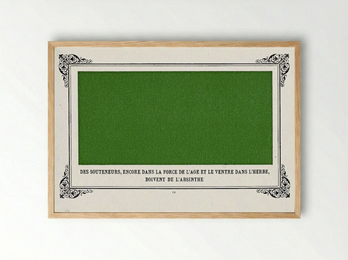 Some Pimps, Known as Green Backs, on their Bellies in the Grass, Drinking Absinthe - Alphonse Allais - Framed Print Wood