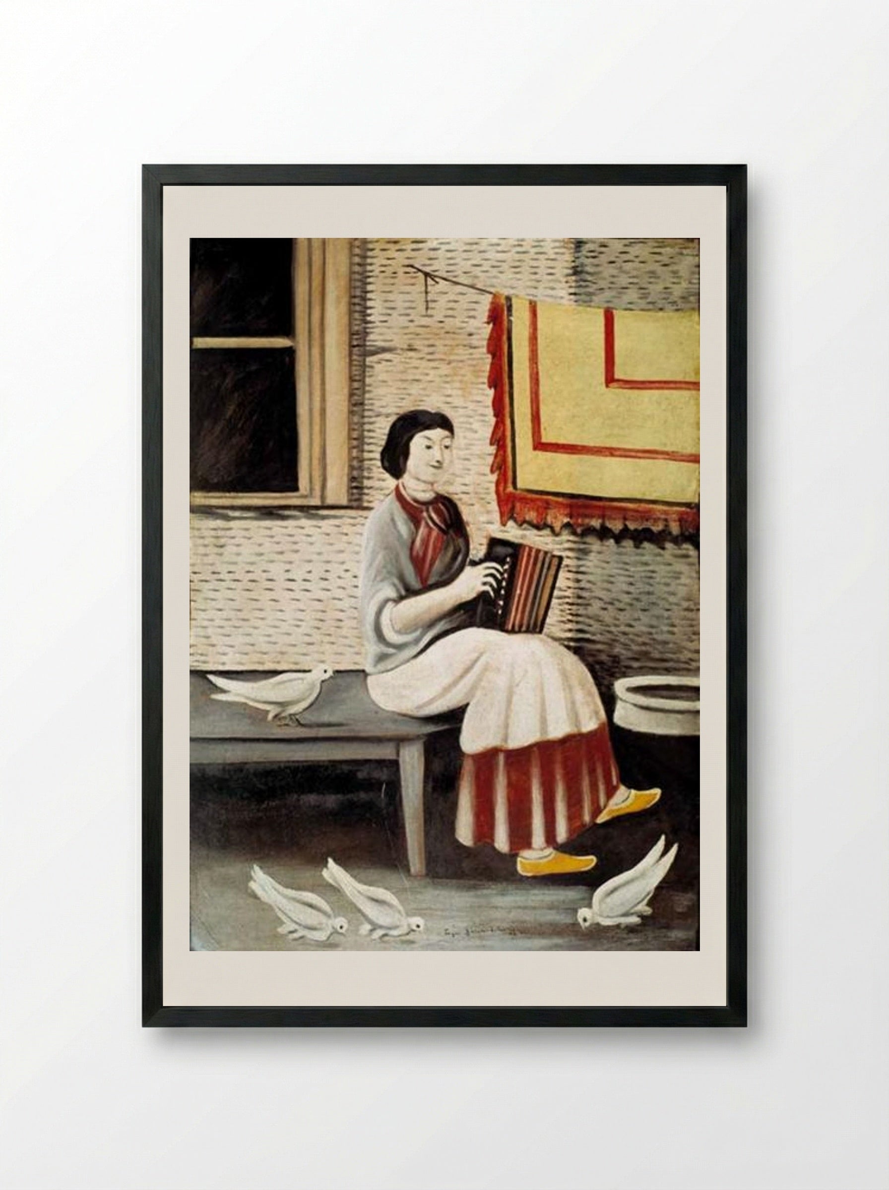 Sona Gorashvili playing accordion - Niko Pirosmani - Framed Print Black