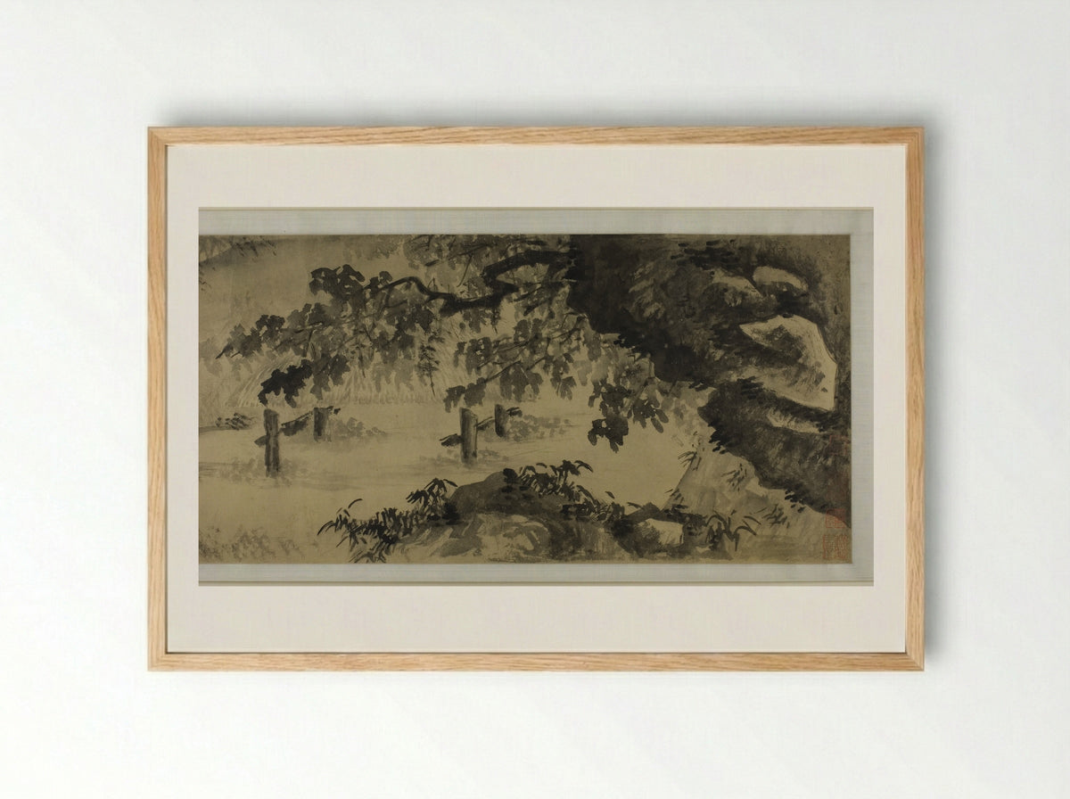 Song of a Fisherman - Wang Wen - Framed Print Wood