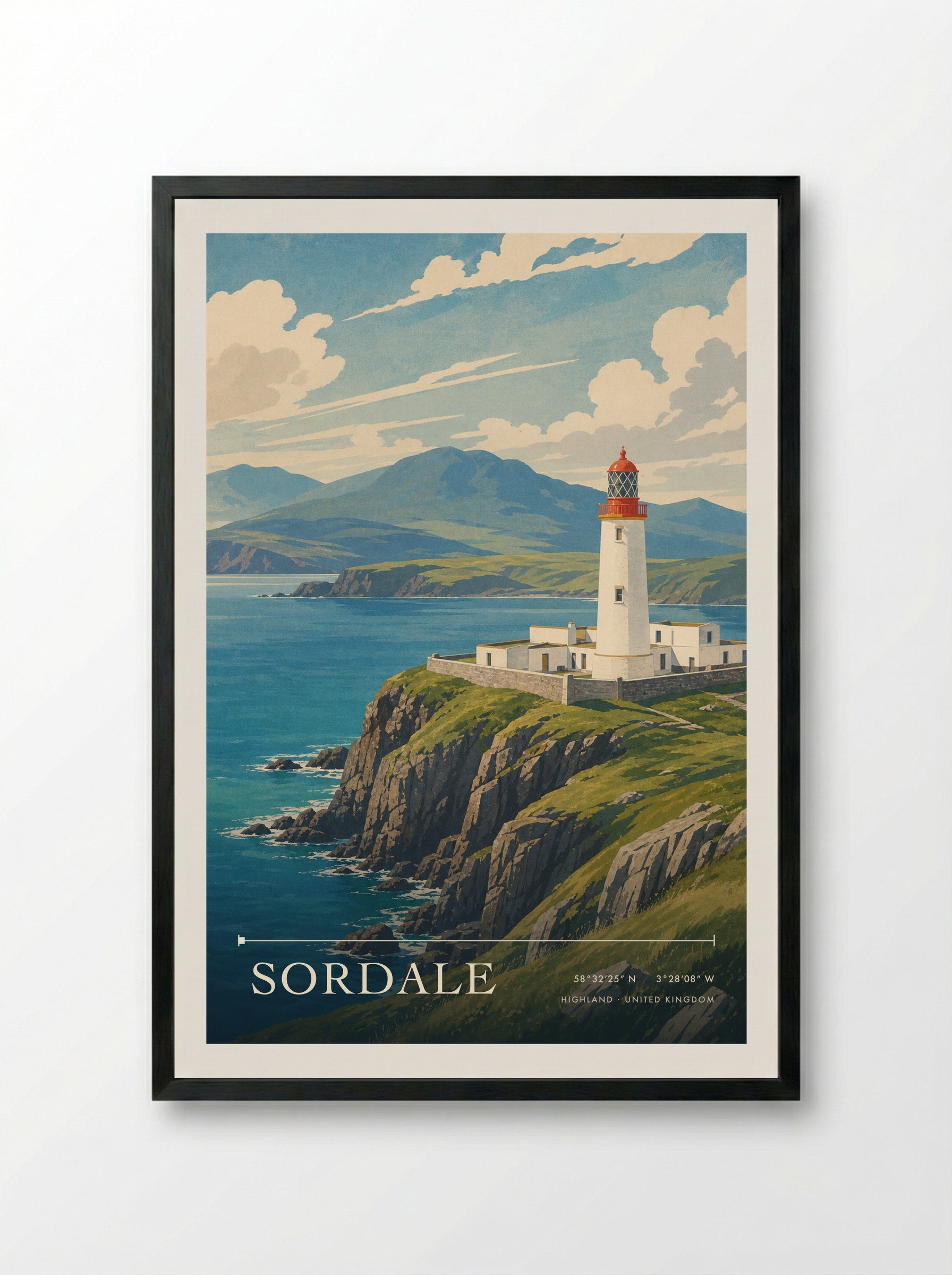 Sordale Highland United Kingdom Travel Poster - Framed Print Black