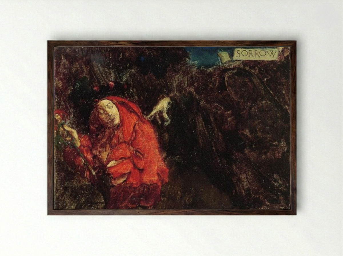 Sorrow - Howard Pyle - Framed Print Dark Wood
