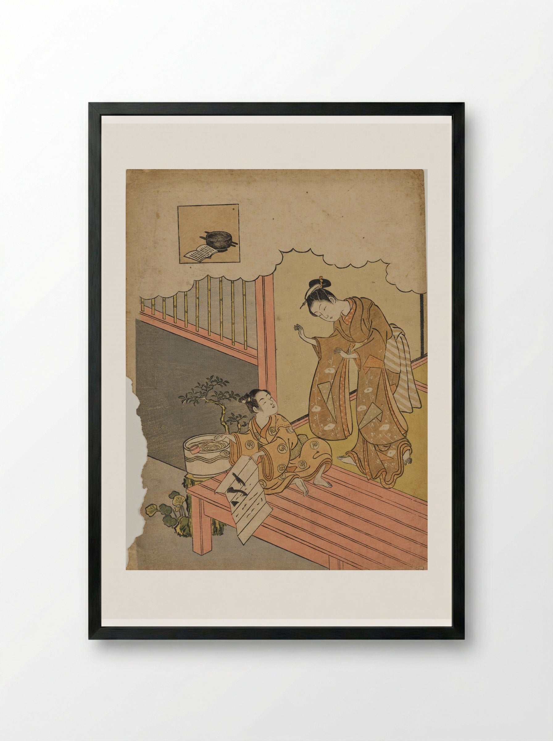 Sotoba, from the series Seven Komachi in Fashionable Disguise - Suzuki Harunobu - Framed Print Black