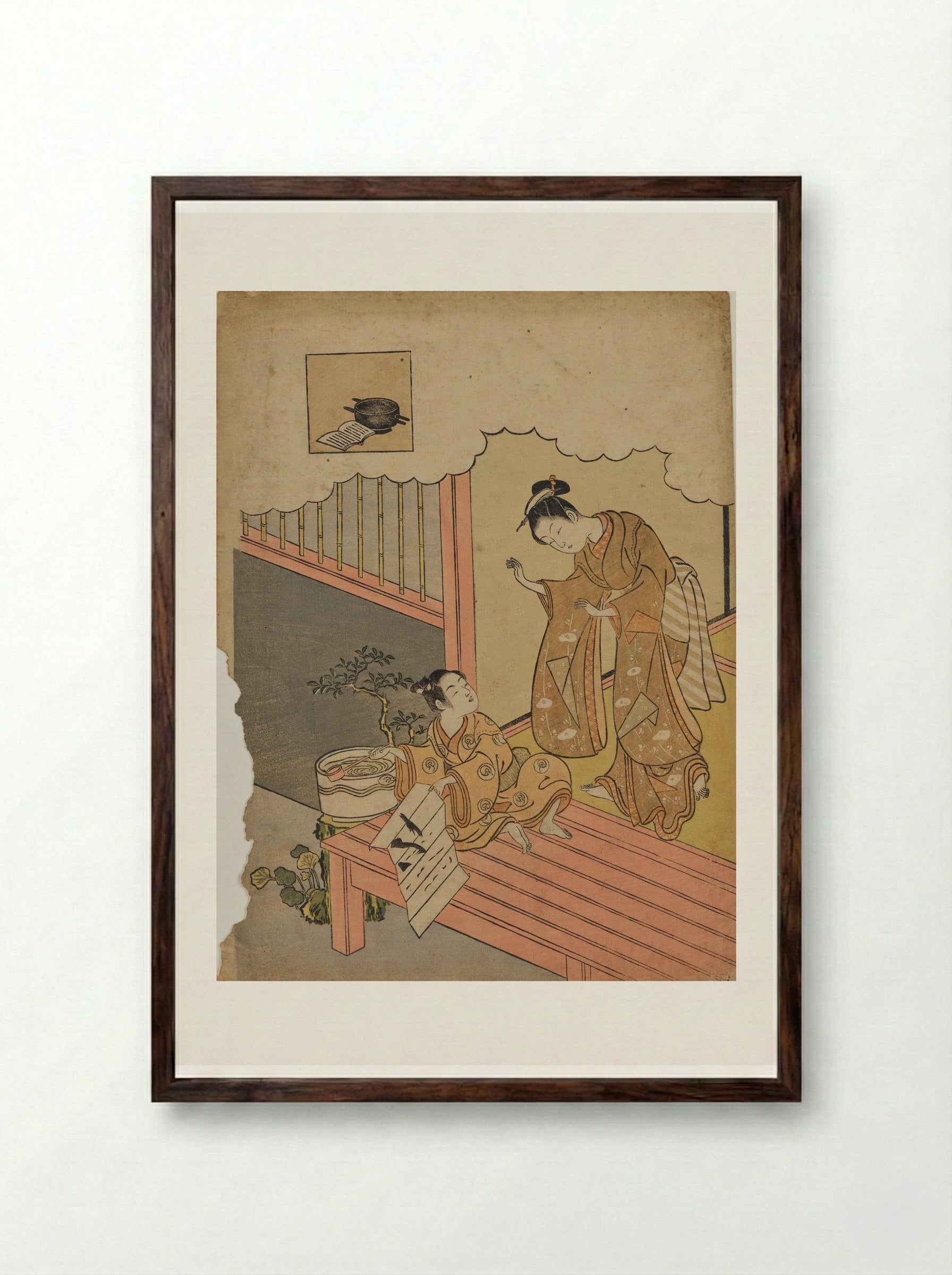 Sotoba, from the series Seven Komachi in Fashionable Disguise - Suzuki Harunobu - Framed Print Dark Wood
