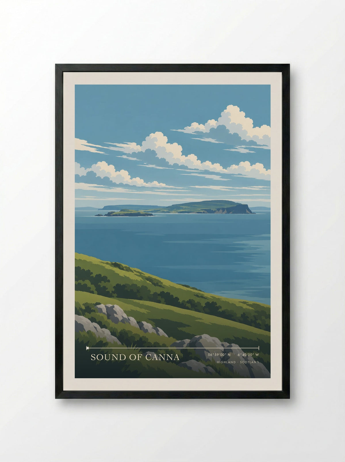 Sound of Canna, Highland | Travel Poster - Framed Print Black